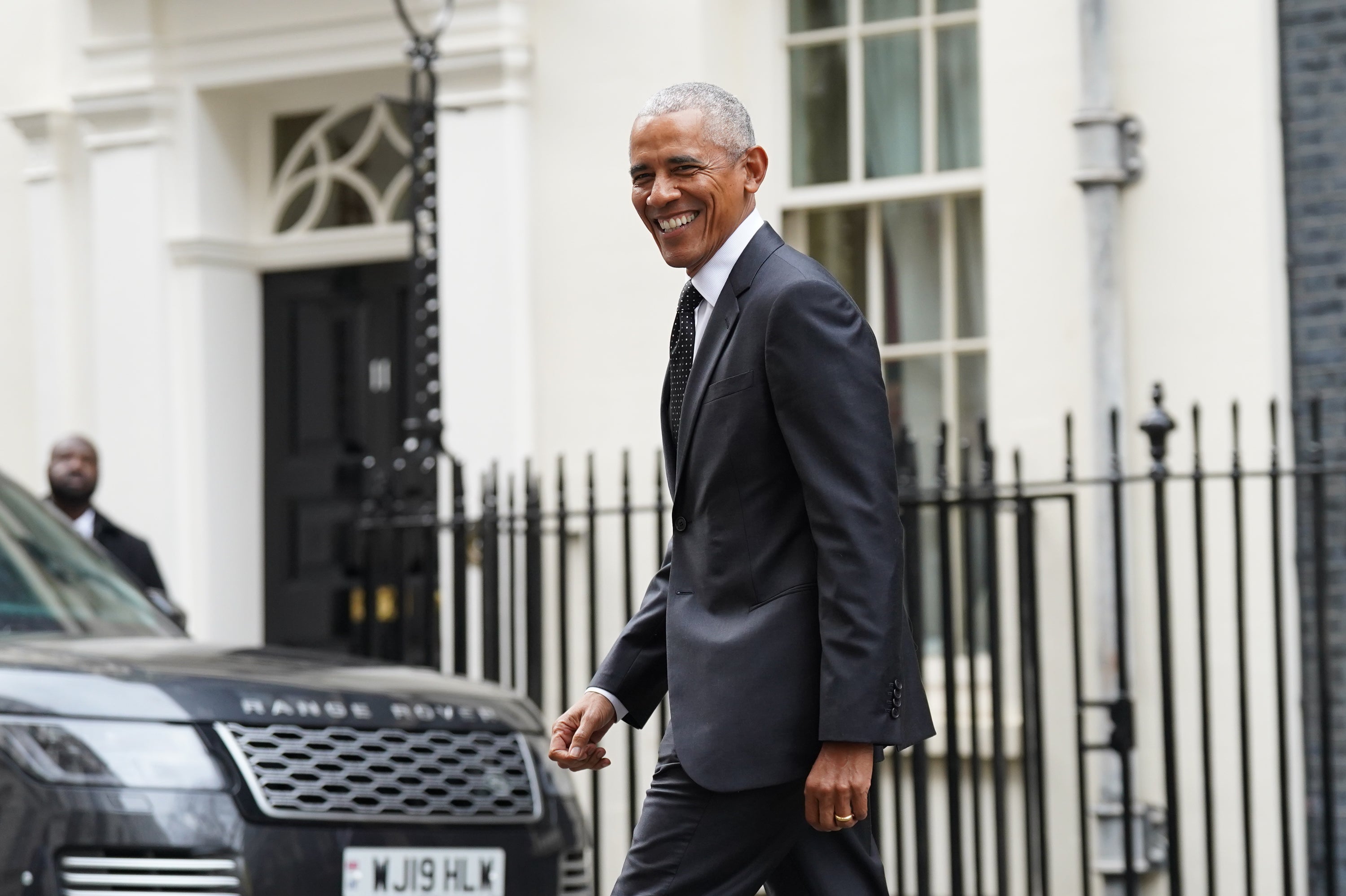 Former US president Barack Obama cutting a svelte figure at Downing Street this week