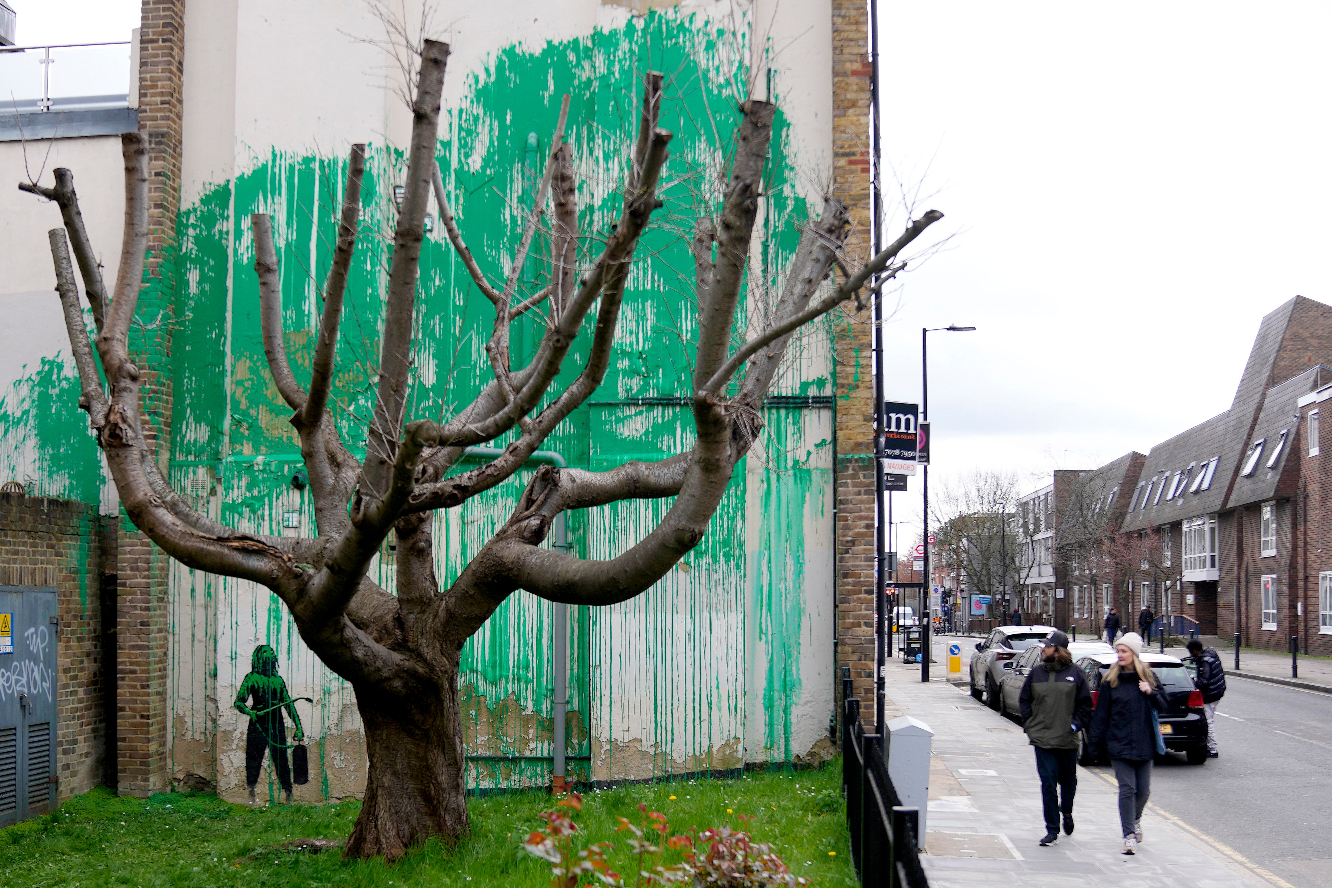 Banky’s tree mural landed in London in March