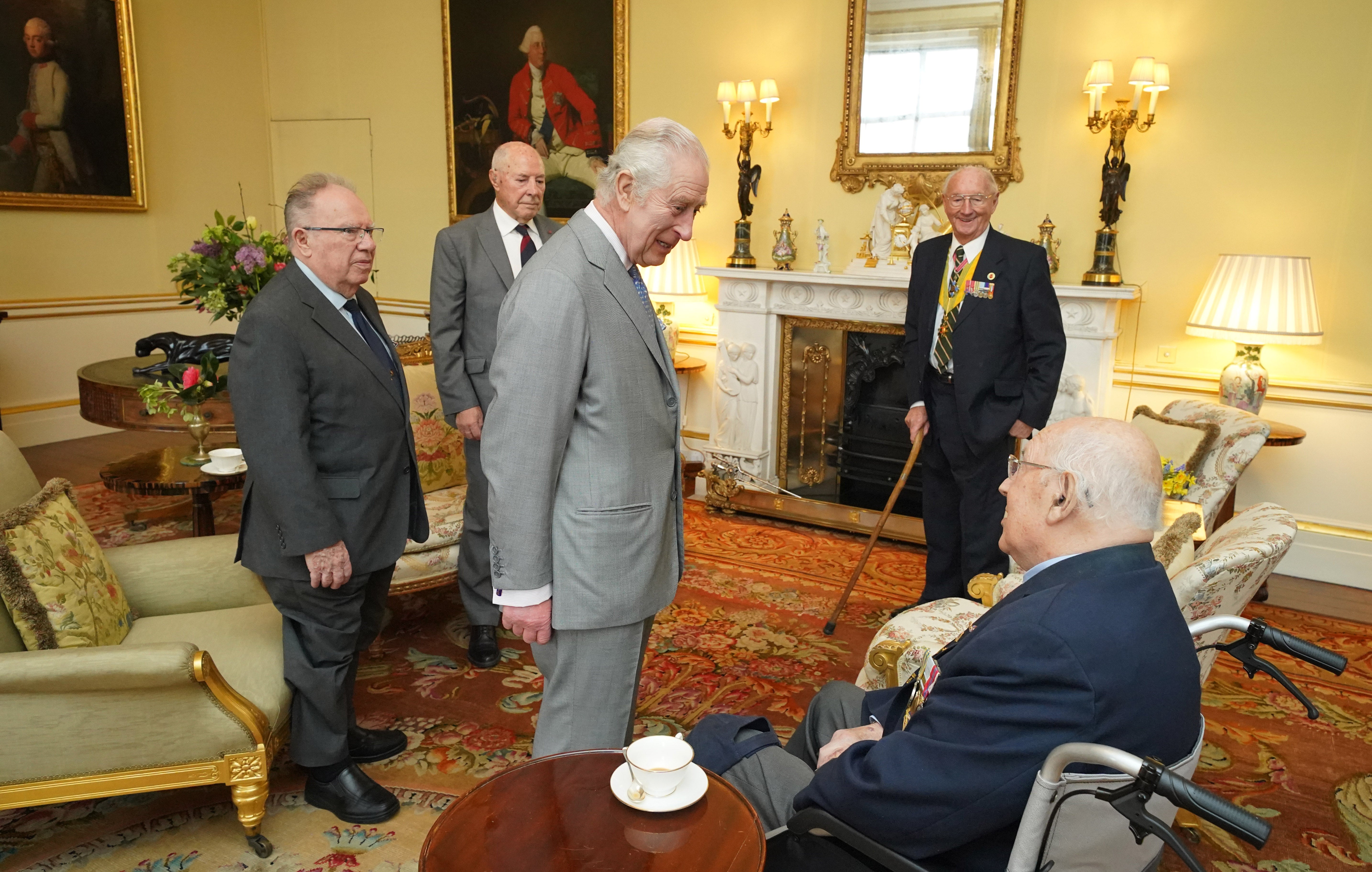 The King greeted four British veterans of the Korean War ahead of a palace reception to mark the 70th anniversary of the conflict