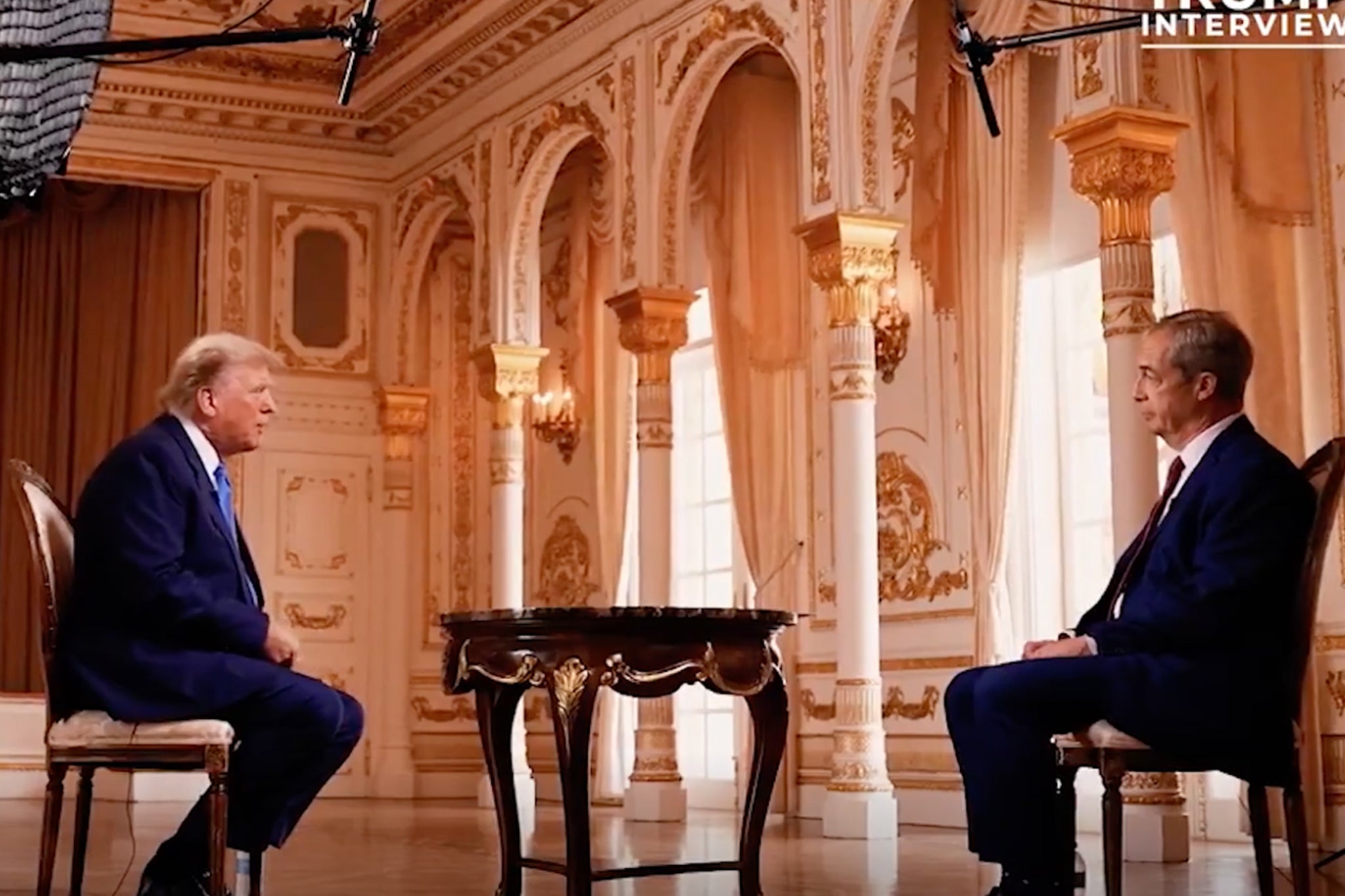 Donald Trump being interviewed by Nigel Farage