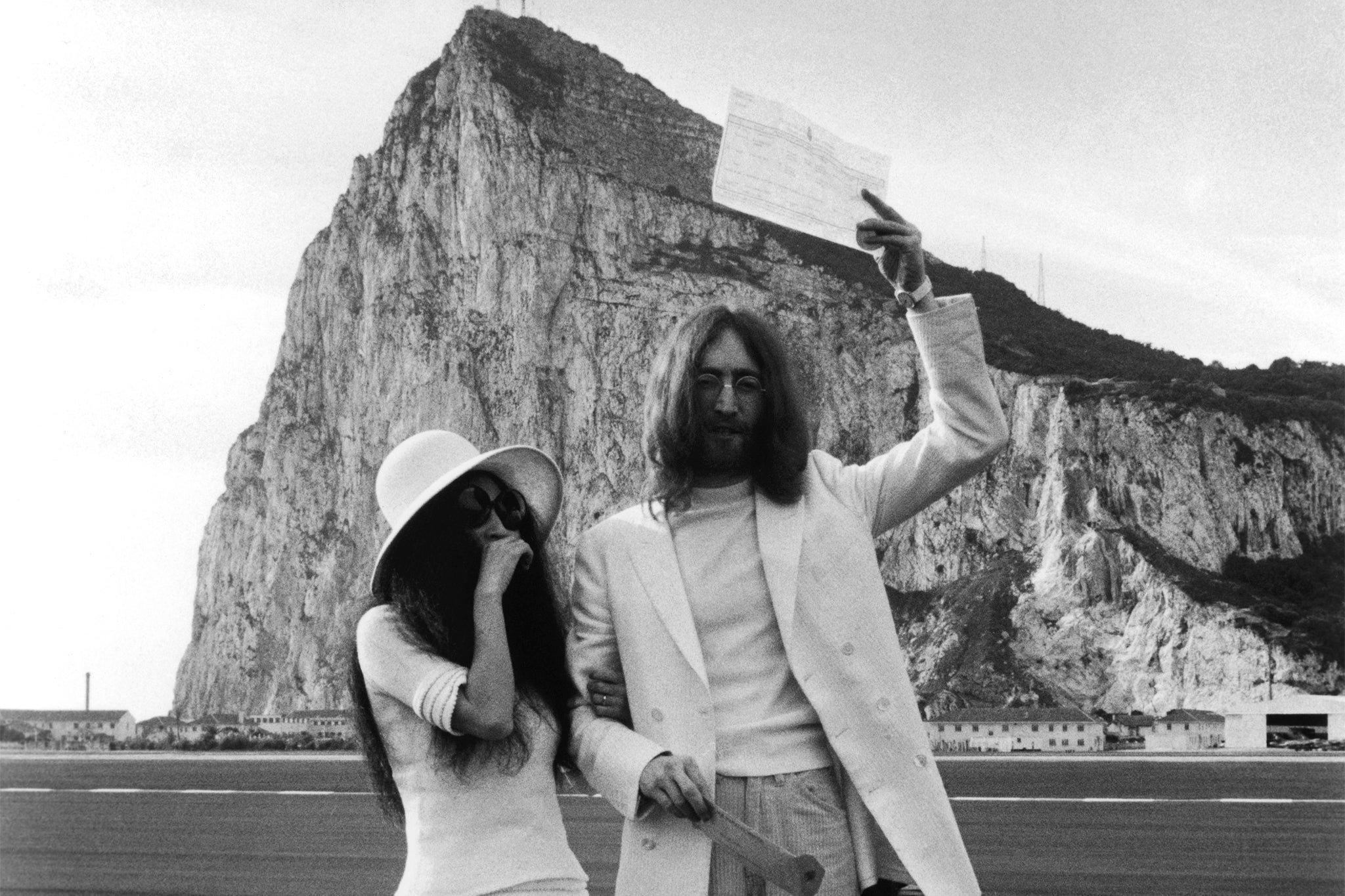 John Lennon with Yoko Ono after they were married in 1969