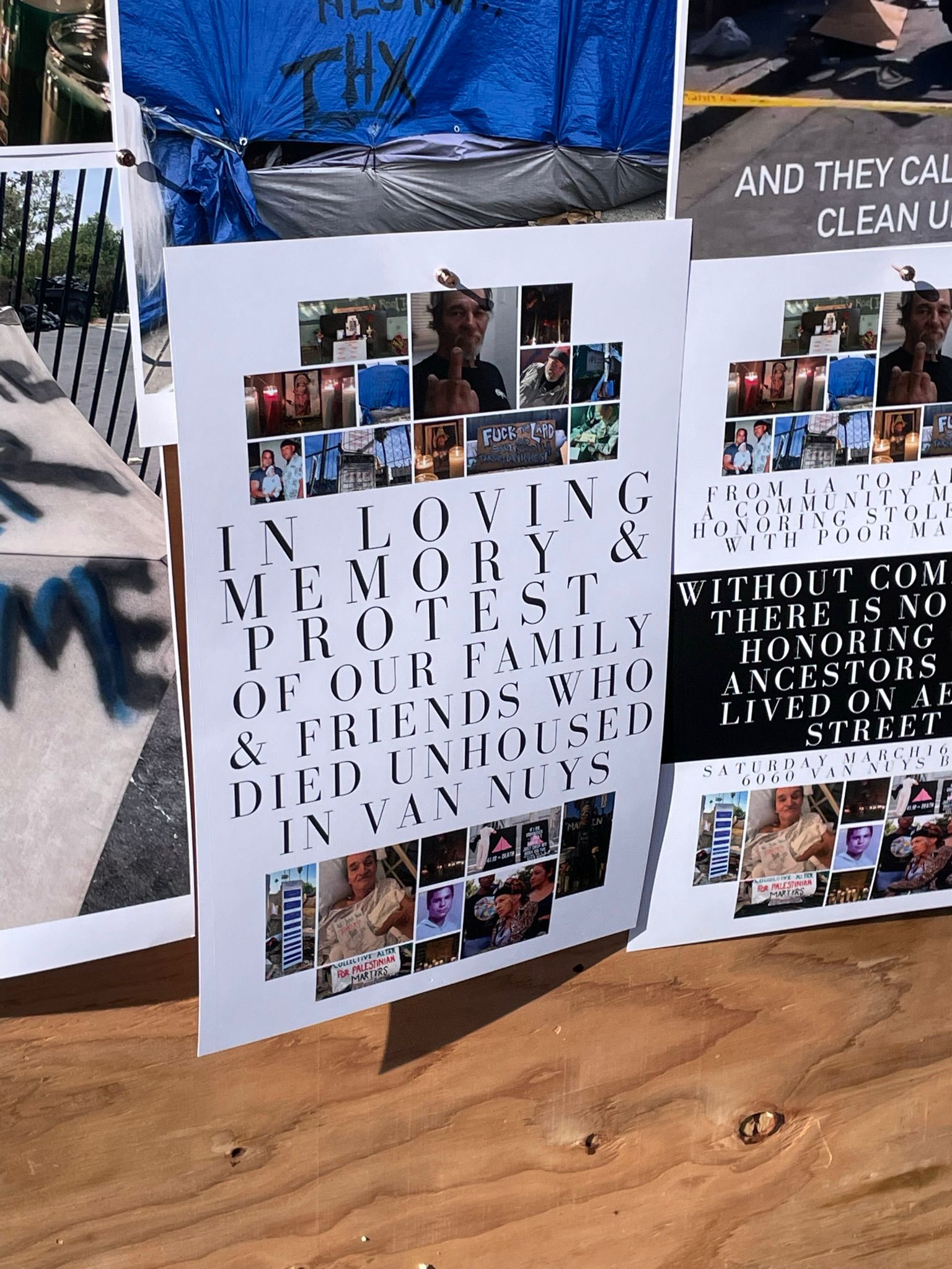 A memorial in Van Nuys remembering members of the local homeless community who have passed away in recent months