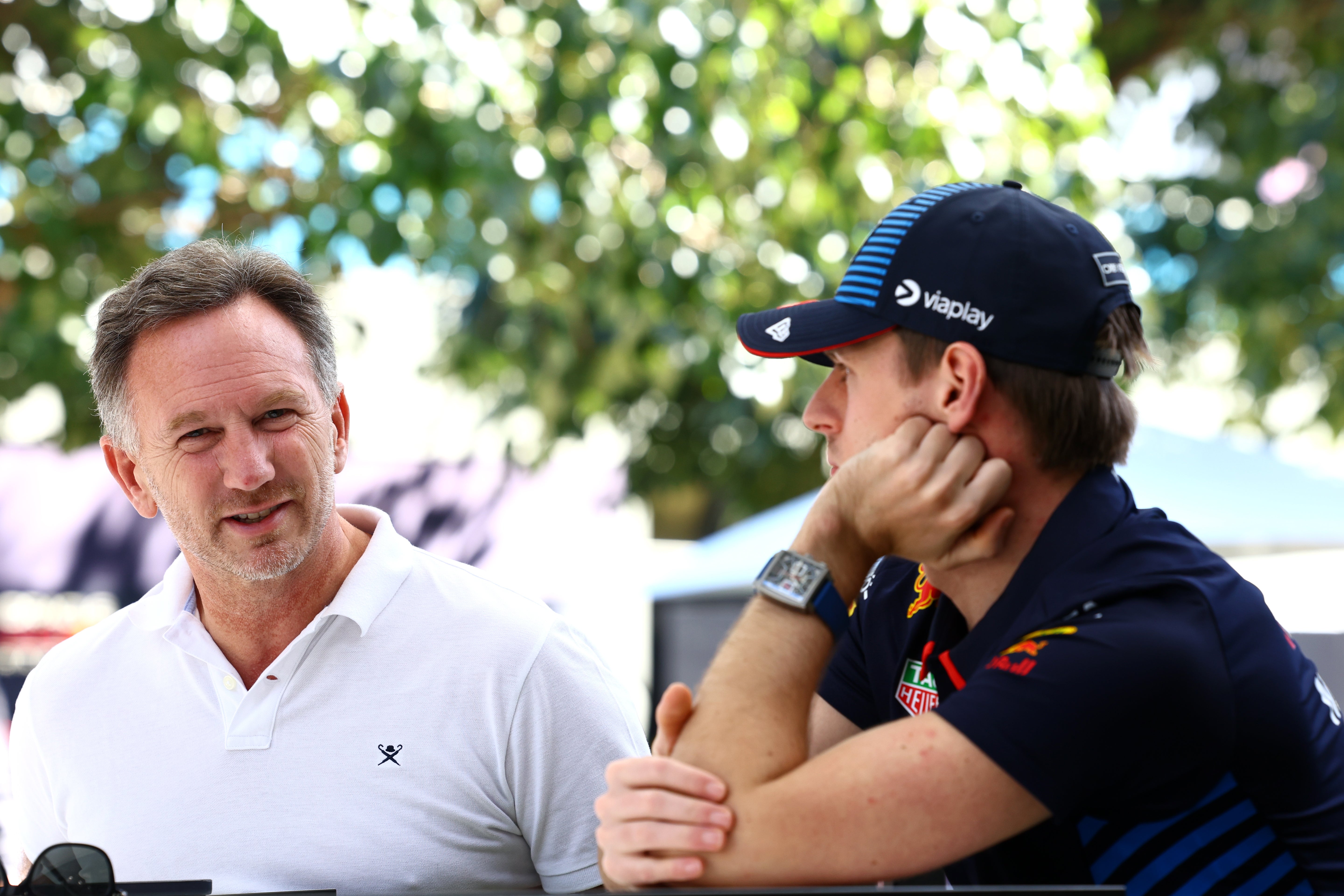 Christian Horner. left, was back in the paddock in Australia on Thursday