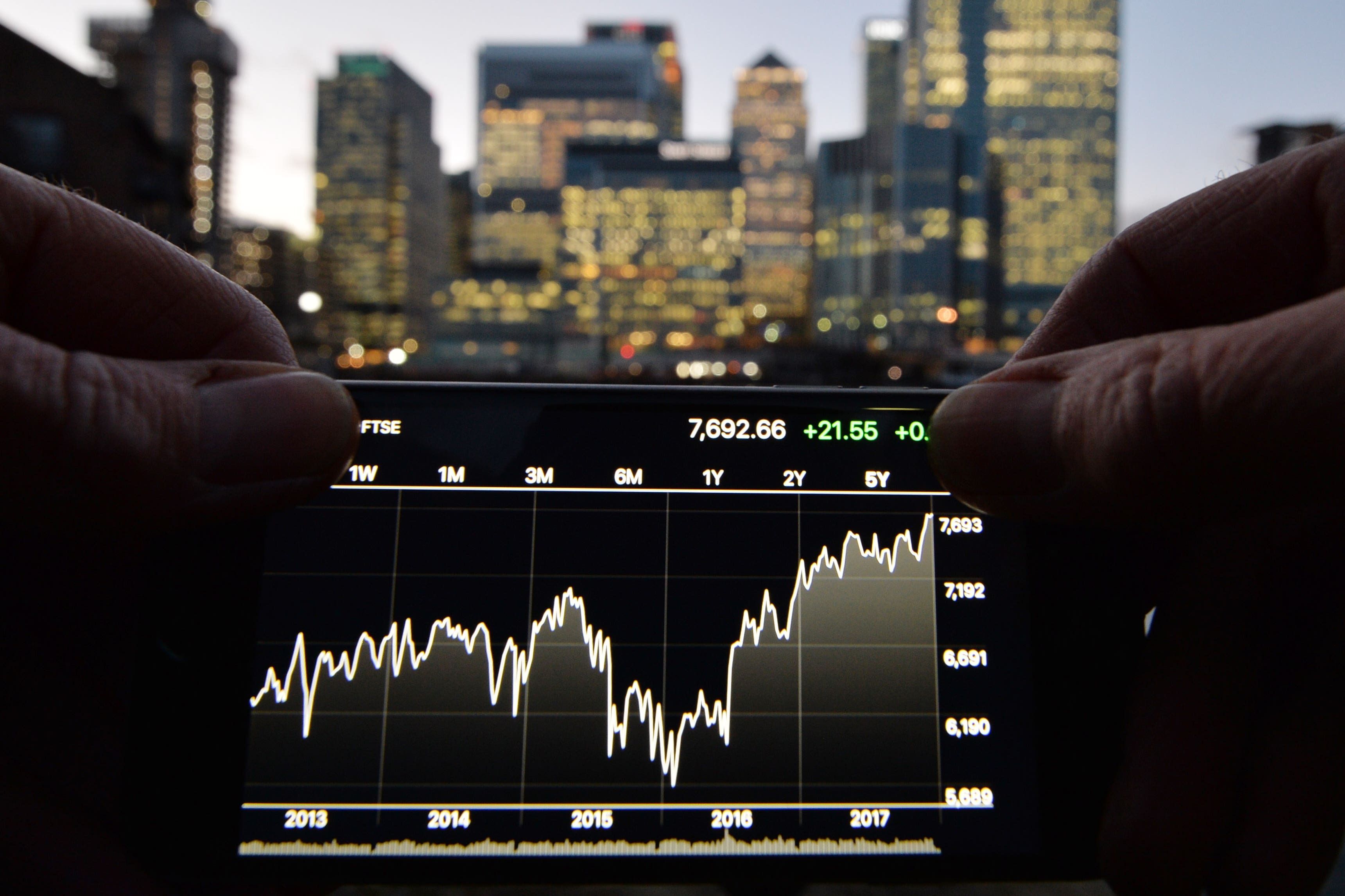 The UK’s top stock market index has soared to its highest level in nearly 11 months (John Stillwell/PA)