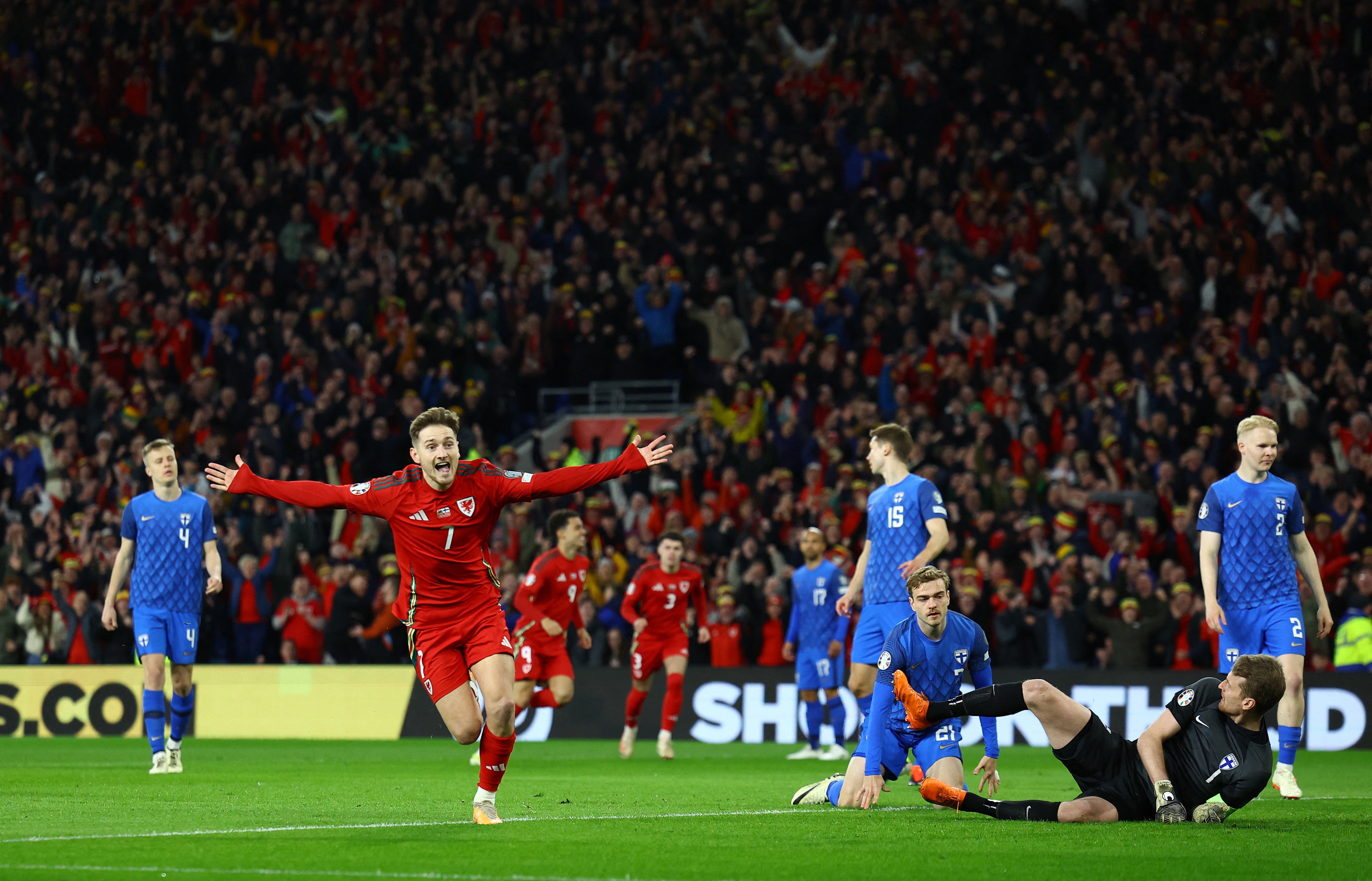 David Brooks scores Wales’ early goal against Finland