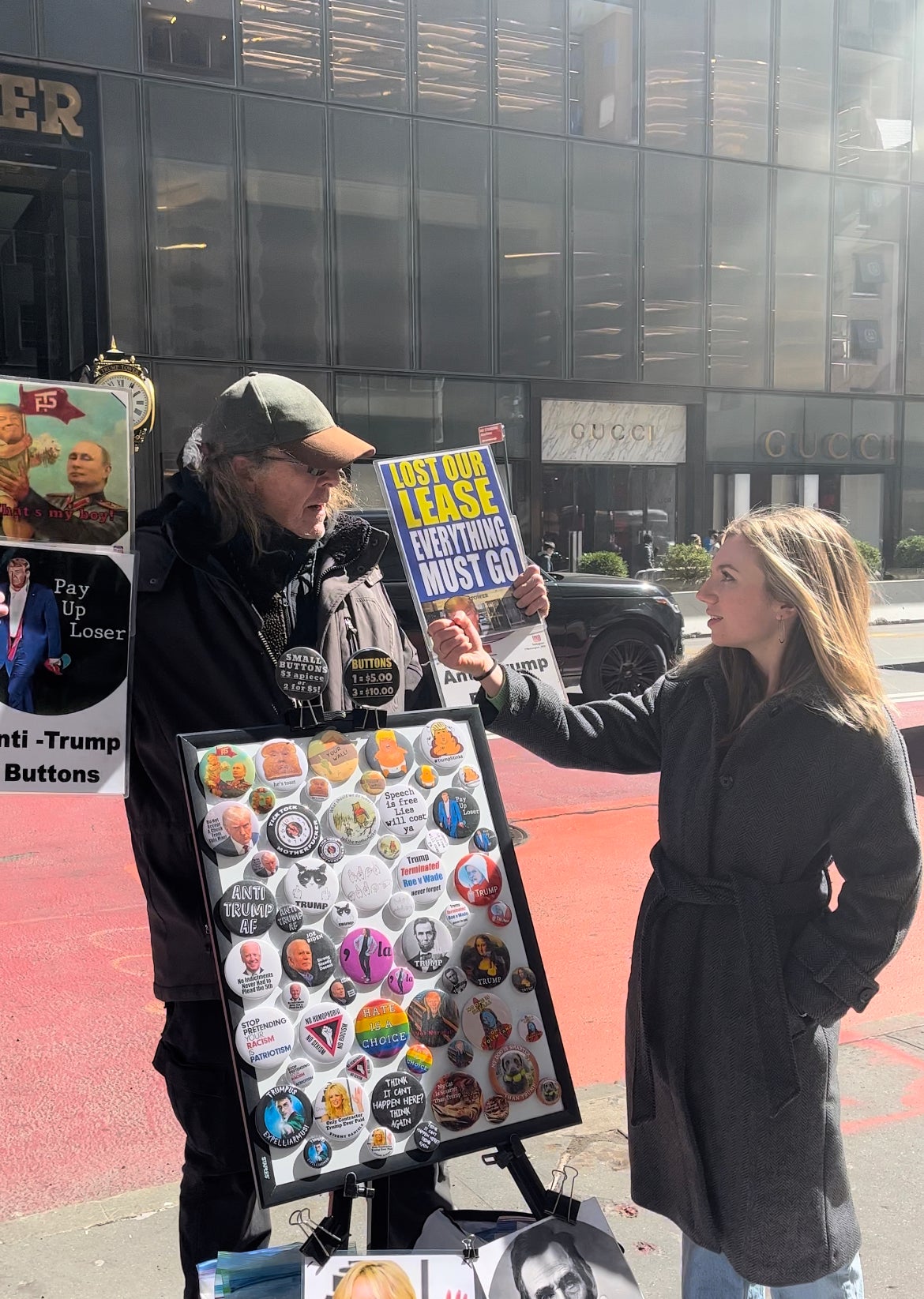 The Independent speaks to an anti-Trump button seller outside of Trump Tower