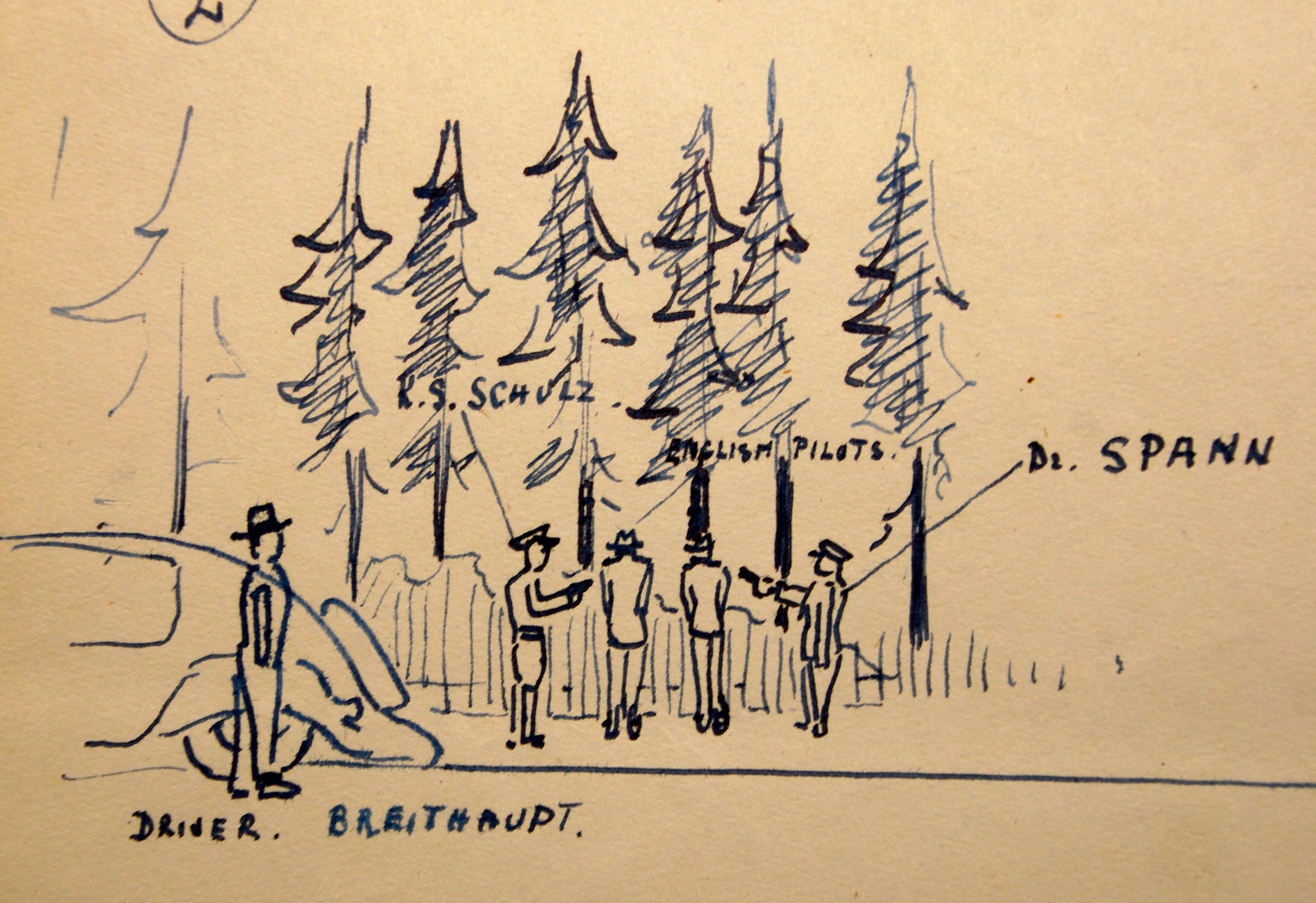 A drawing by Walter Breithaupt of the murder of Bushell and Scheidhauer