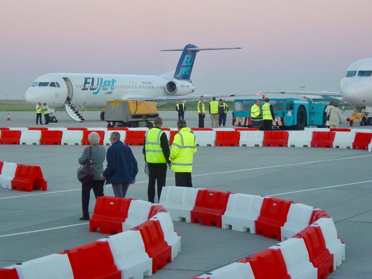 Poor Fokker: Manston airport on the launch day for EUjet, which lasted for less than a year with its fleet of Fokker 100 aircraft