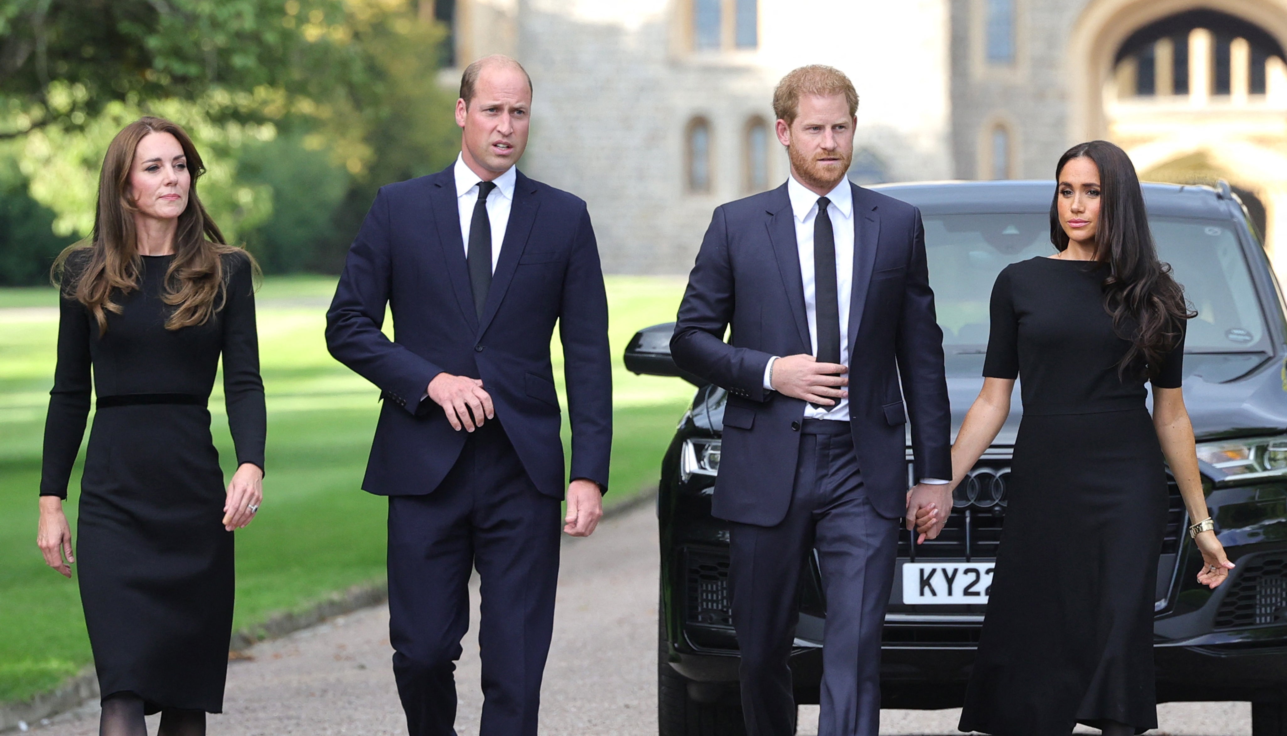 (L-R) The last time Catherine, Princess of Wales, Prince William, Prince of Wales, Prince Harry, Duke of Sussex, and Meghan, Duchess of Sussex were seen together in September 10, 2022