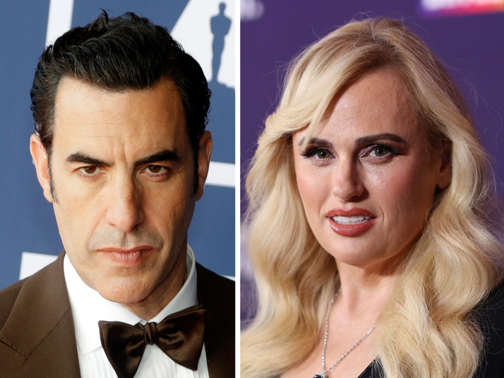 Sacha Baron Cohen (left) and Rebel Wilson