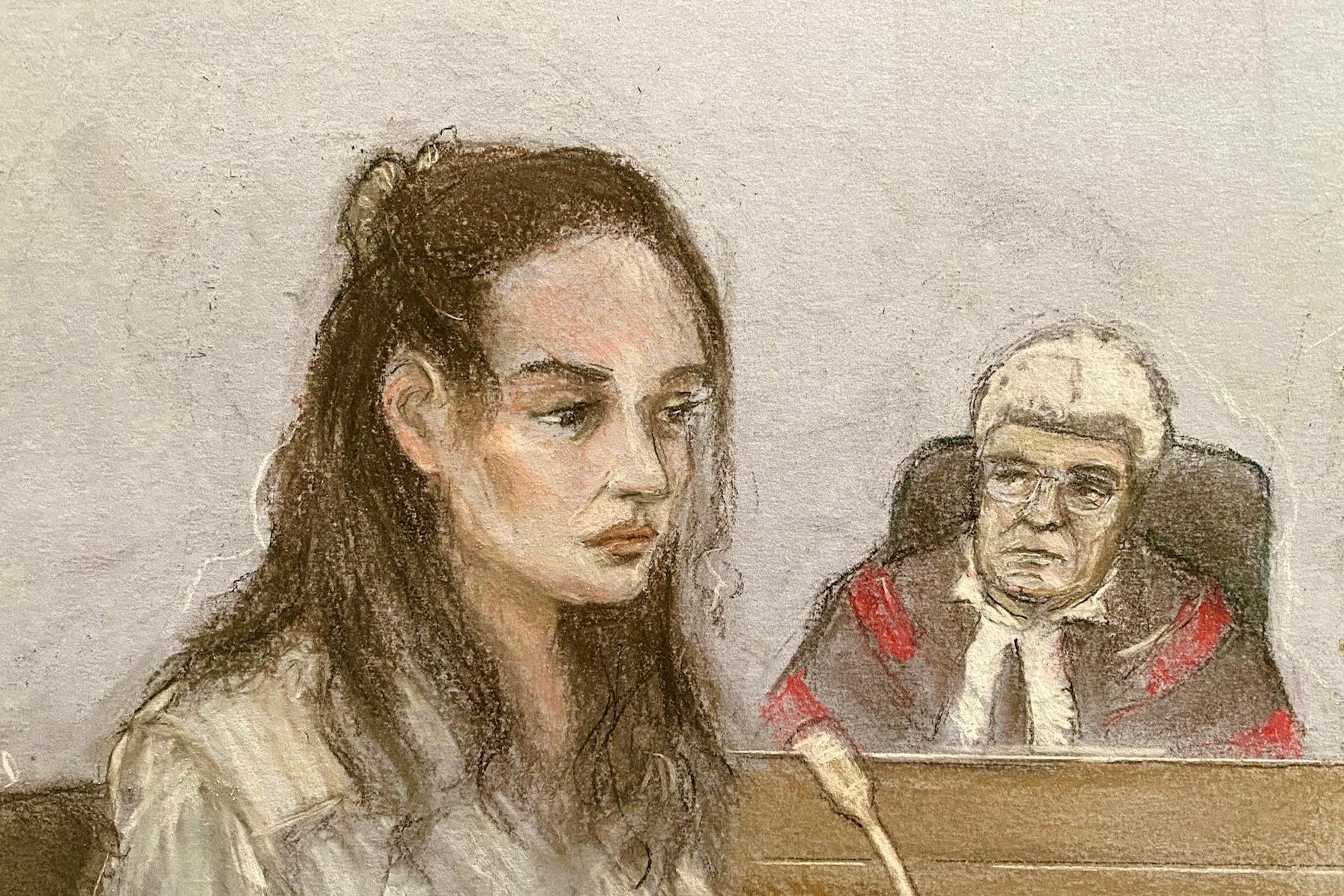 Court artist sketch of Constance Marten on an earlier date (Elizabeth Cook/PA)