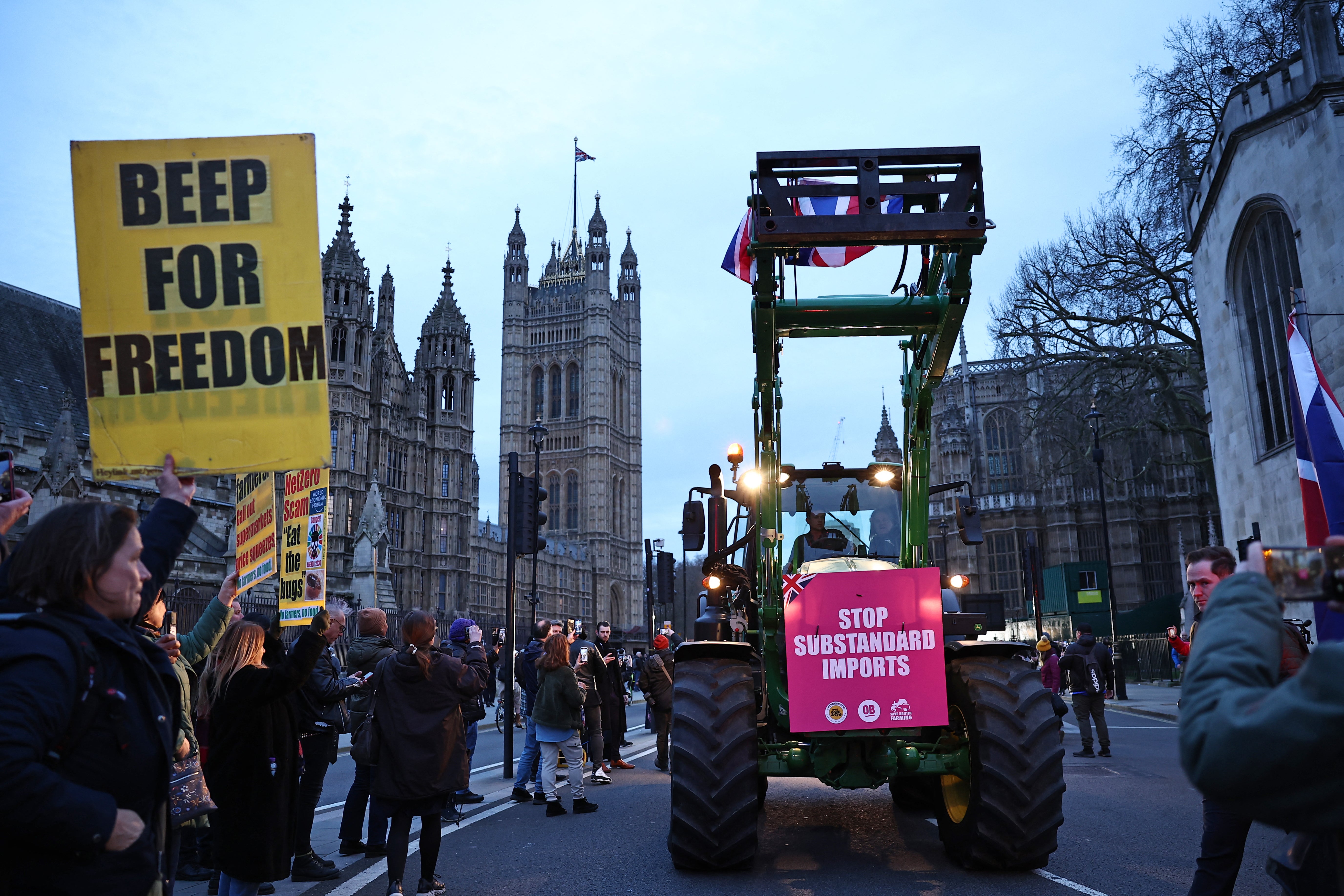 A group of farmers in tractors descended on London to protest in March