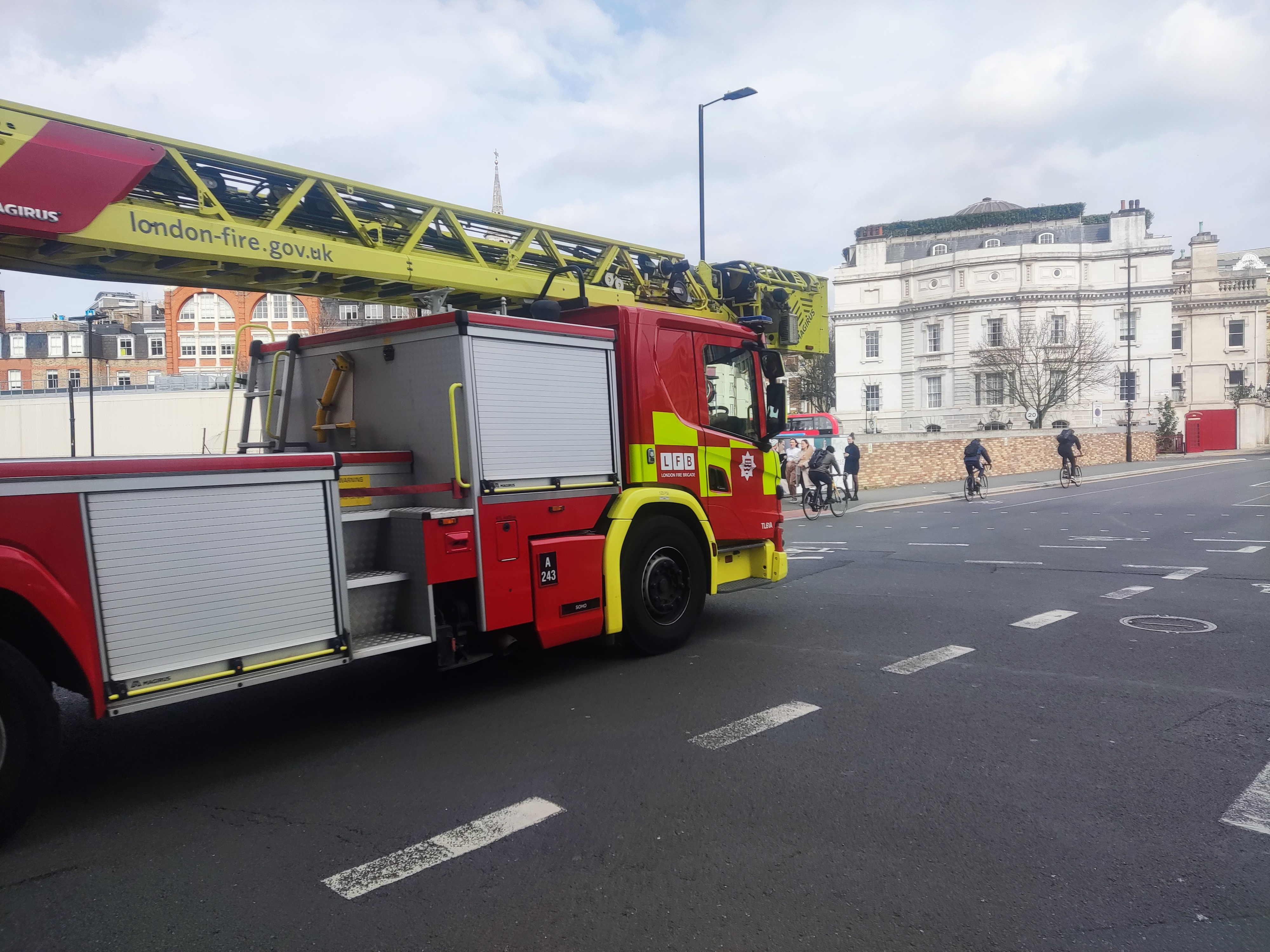 A fire engine rushing through the Clerkenwell junction