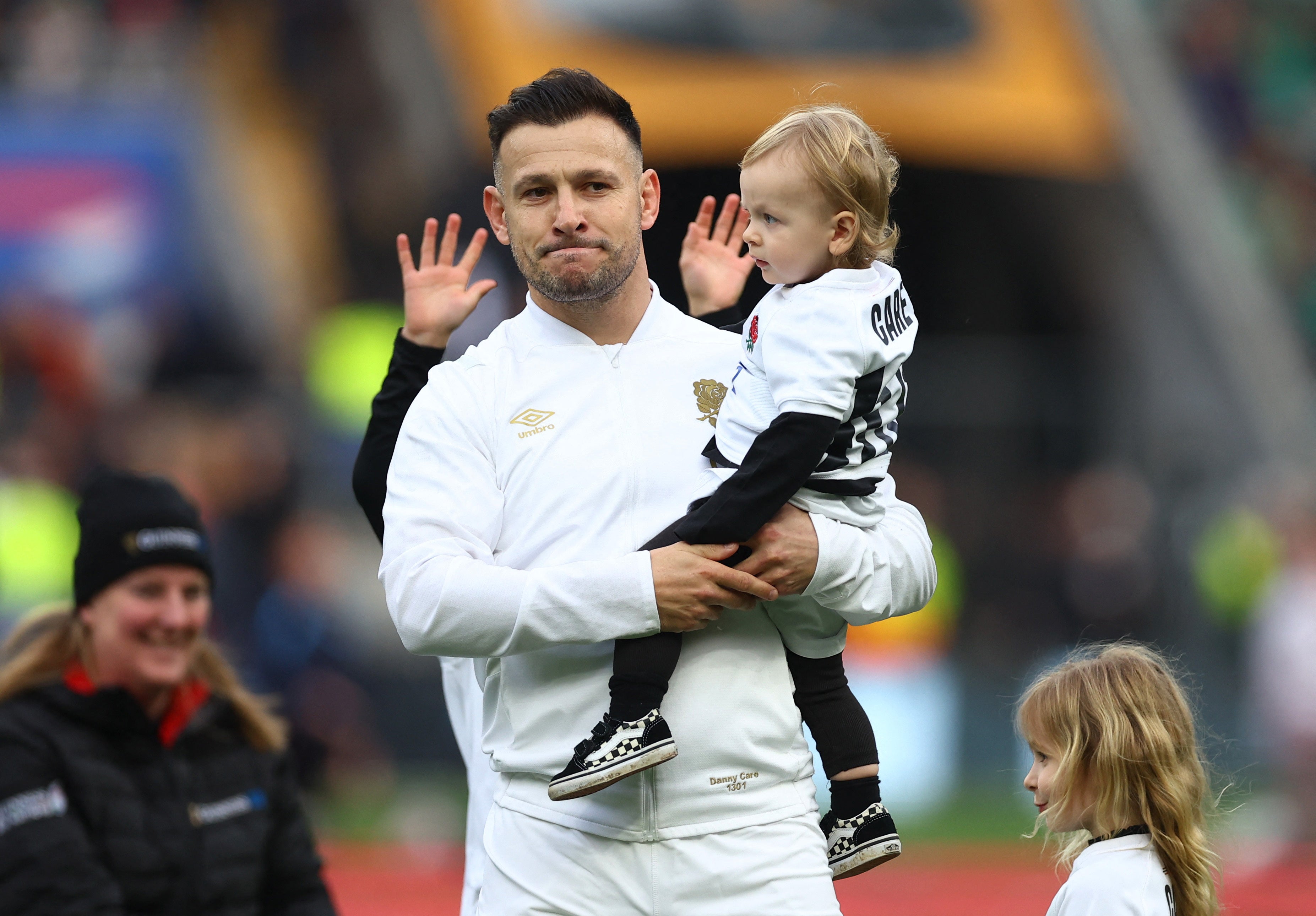 Care was celebrated for reaching 100 caps on the Twickenham pitch before the Six Nations clash with Ireland