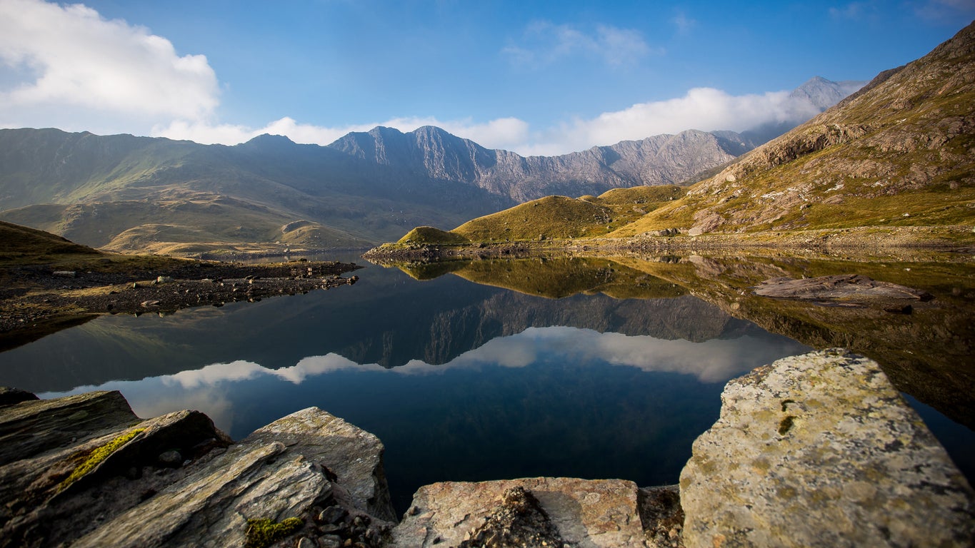 Mount Snowdon reflected in the Llynnau Mymbyr lakes