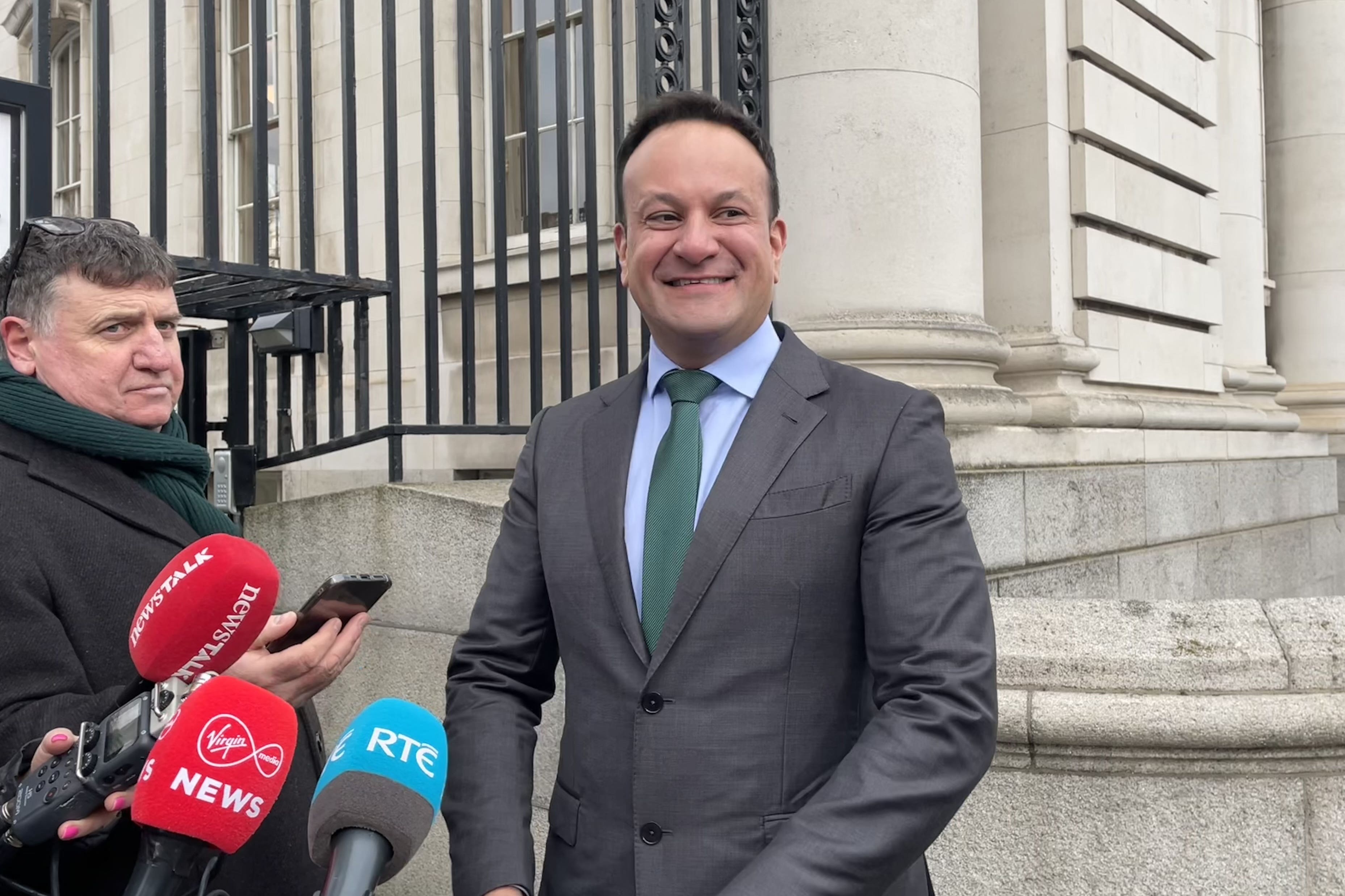 Leo Varadkar speaks to the media at Government Buildings in Dublin (Grainne Ni Aodha/PA)