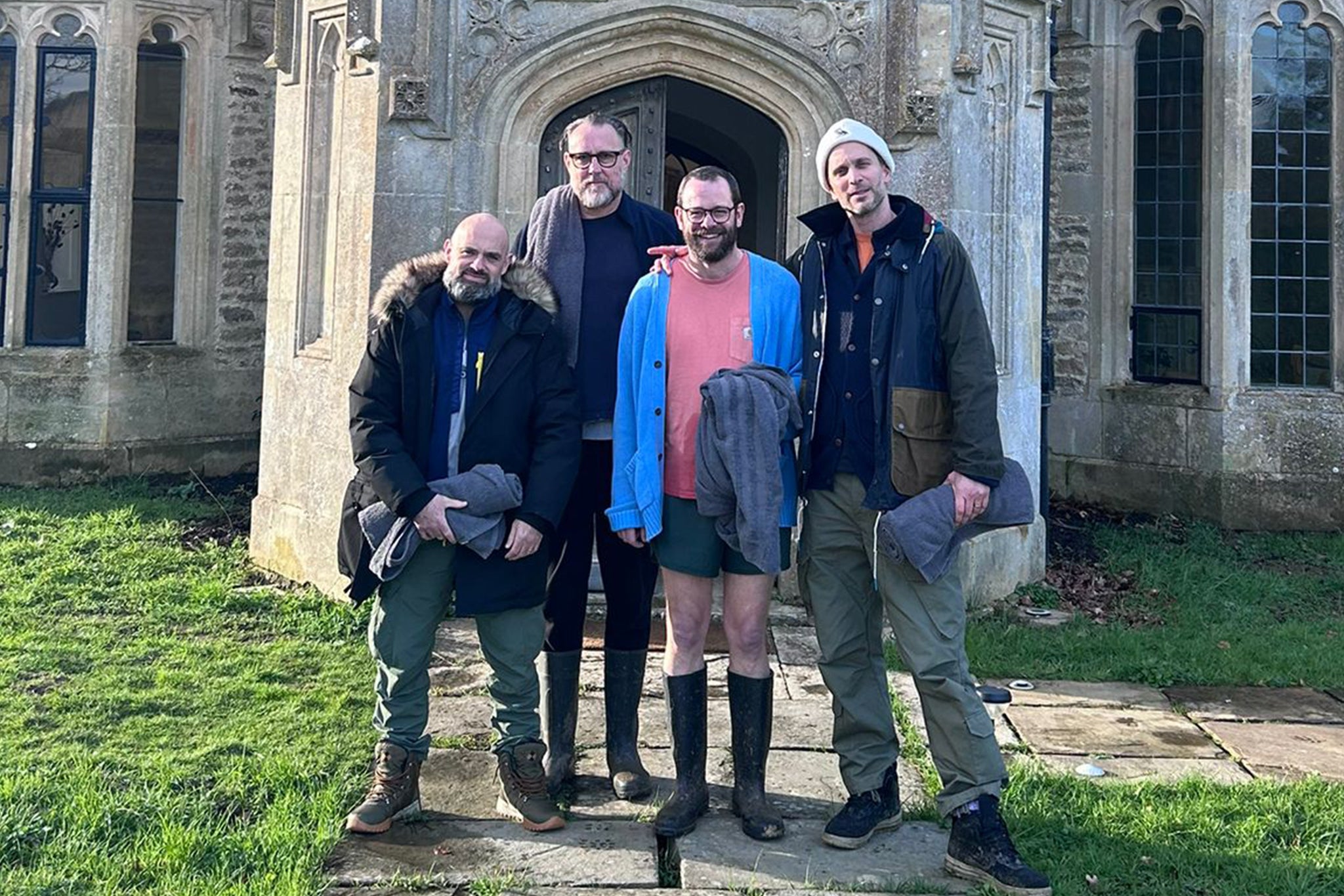 In good company: Burt with his friends Sam, Olly and Matt