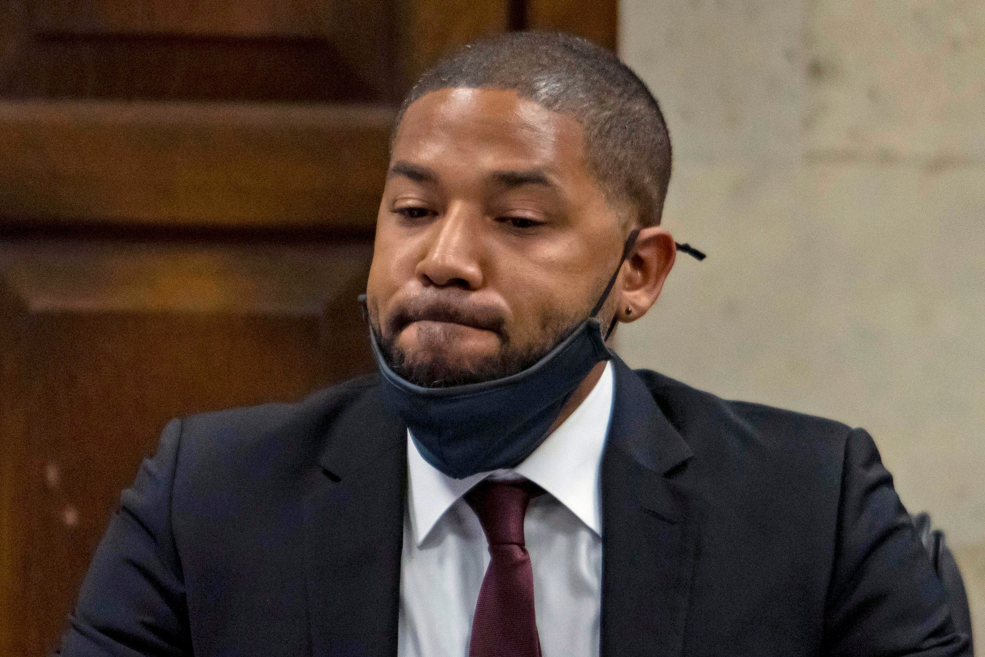 Smollett listens as his sentence is read at the Leighton Criminal Court Building in Chicago in 2022