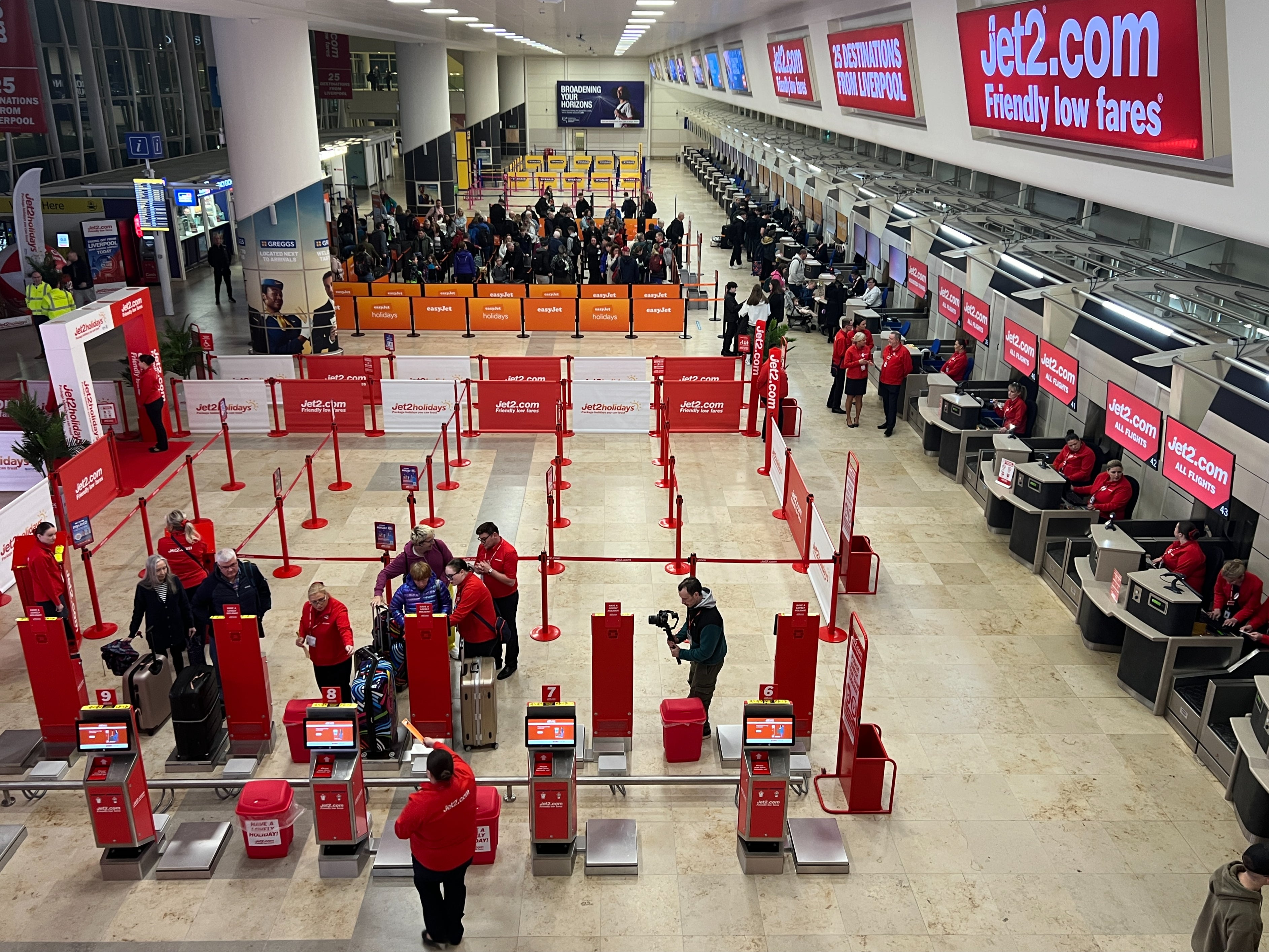 Action stations: Jet2 check-in area at Liverpool John Lennon Airport