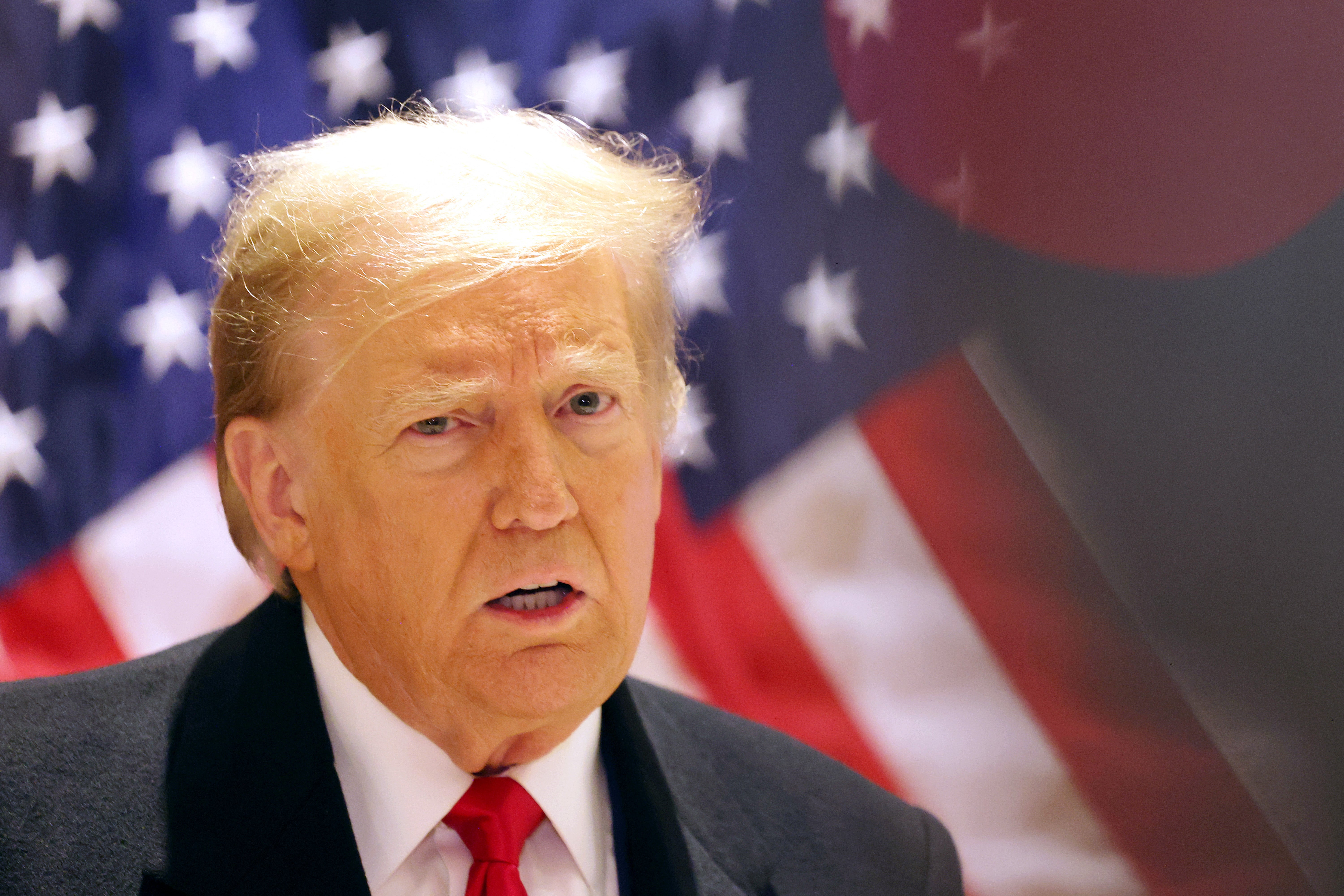 Former President Donald Trump speaks during a press conference at 40 Wall Street after a pre-trial hearing on March 25, 2024 in New York City.