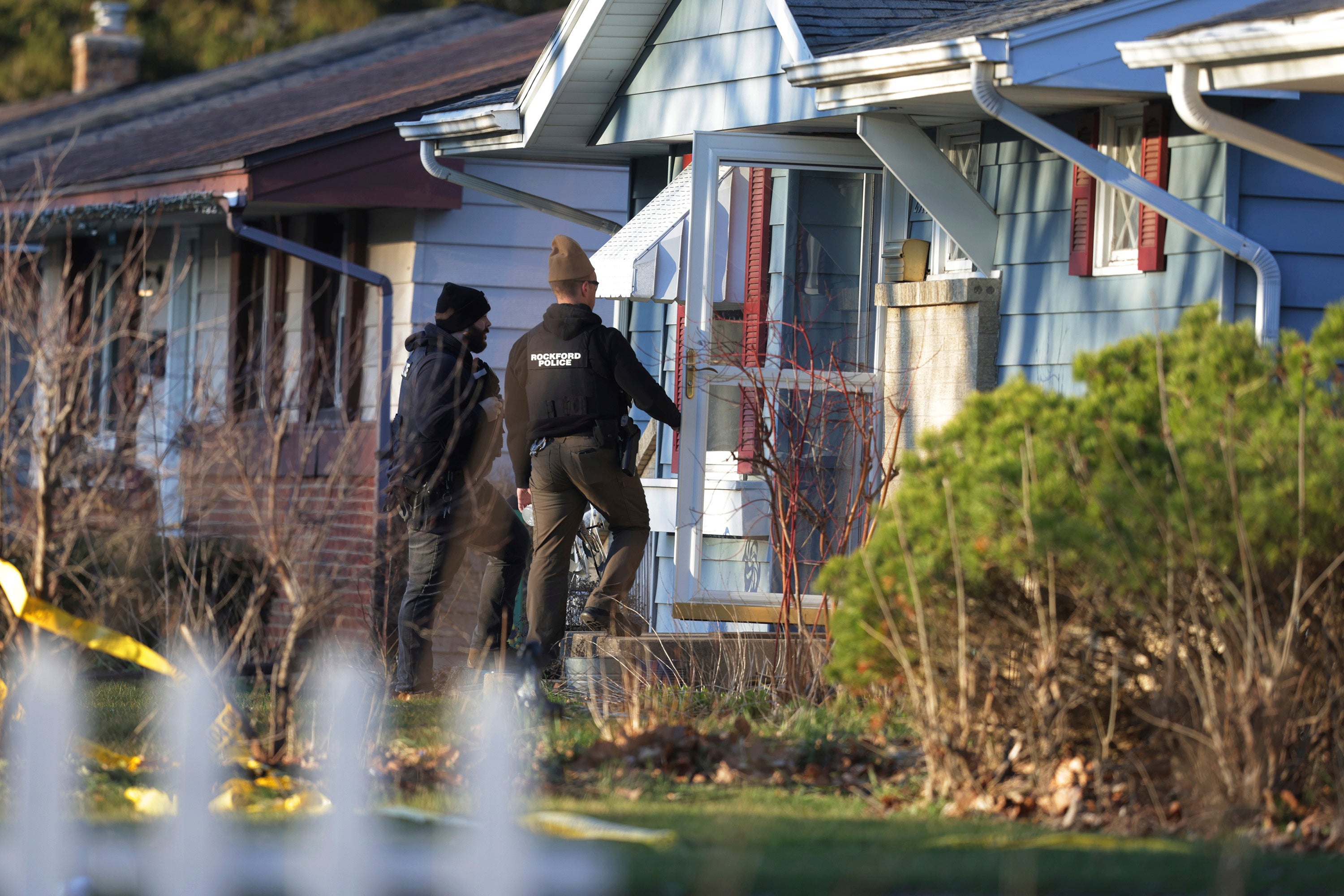 Police at the scene of one of the attacks