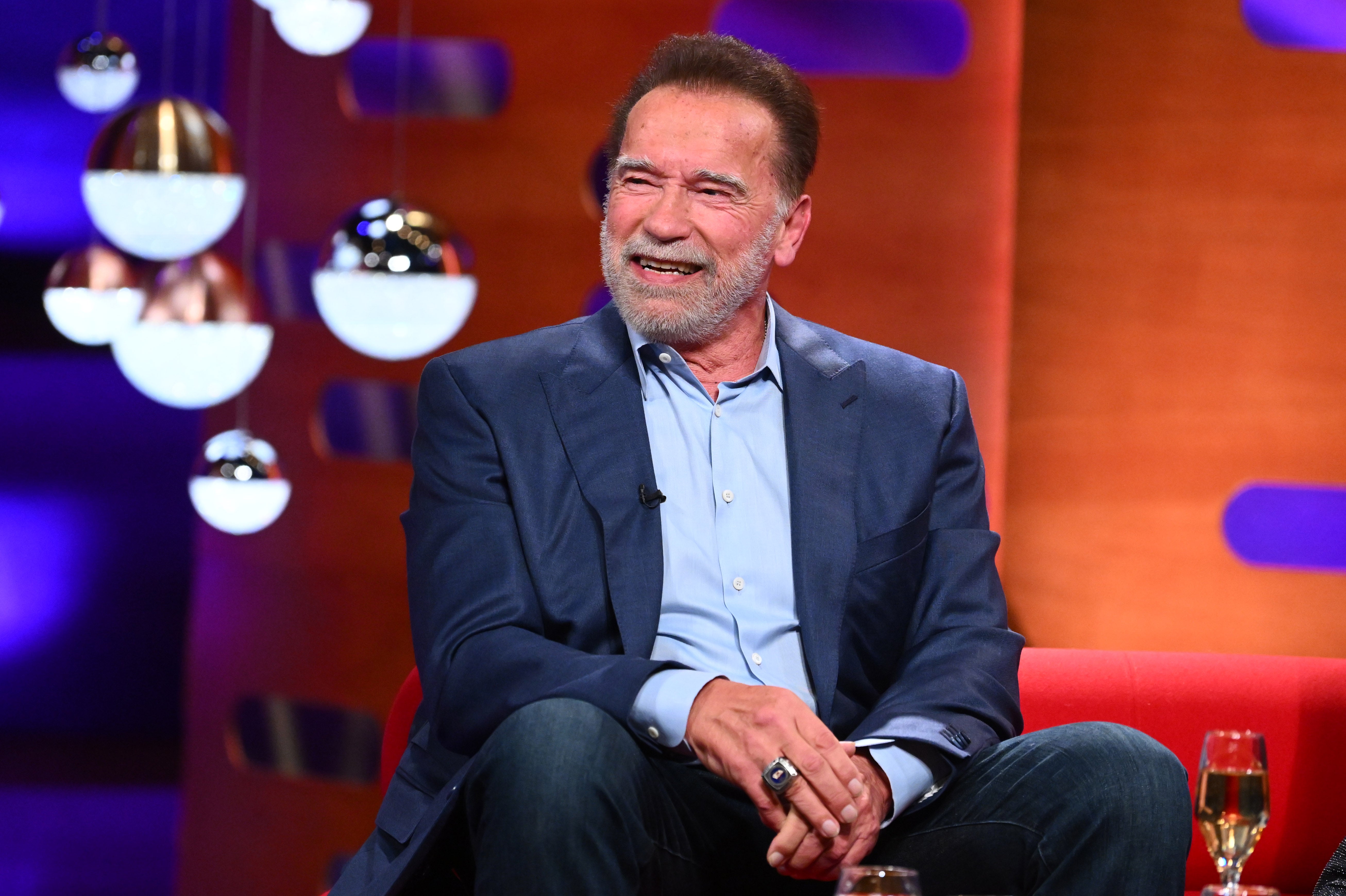 Arnold Schwarzenegger pictured in October 2023 as he promotes the second season of his Netflix show