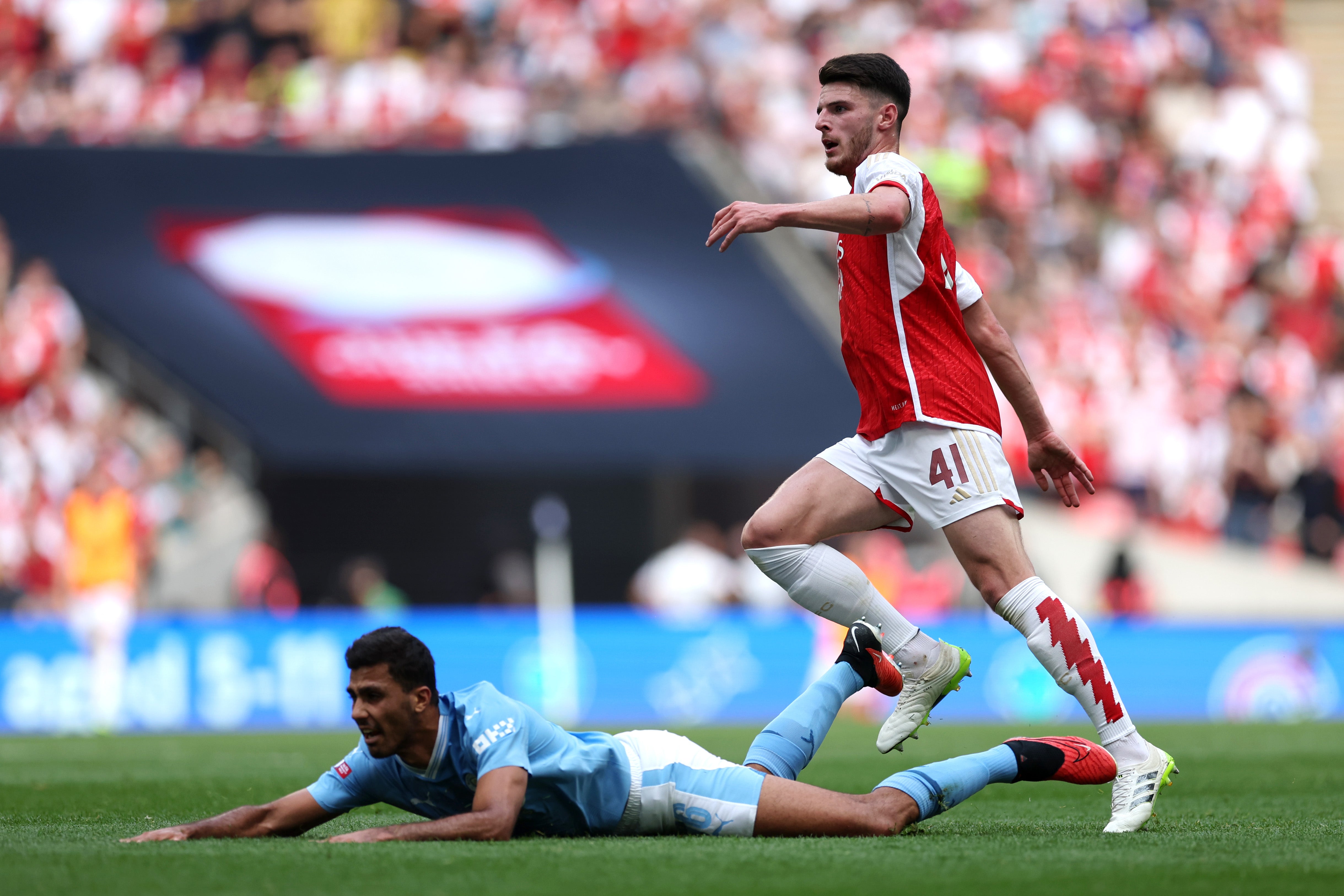 Rodri and Rice met in the Community Shield but the Spaniard was suspended in the league