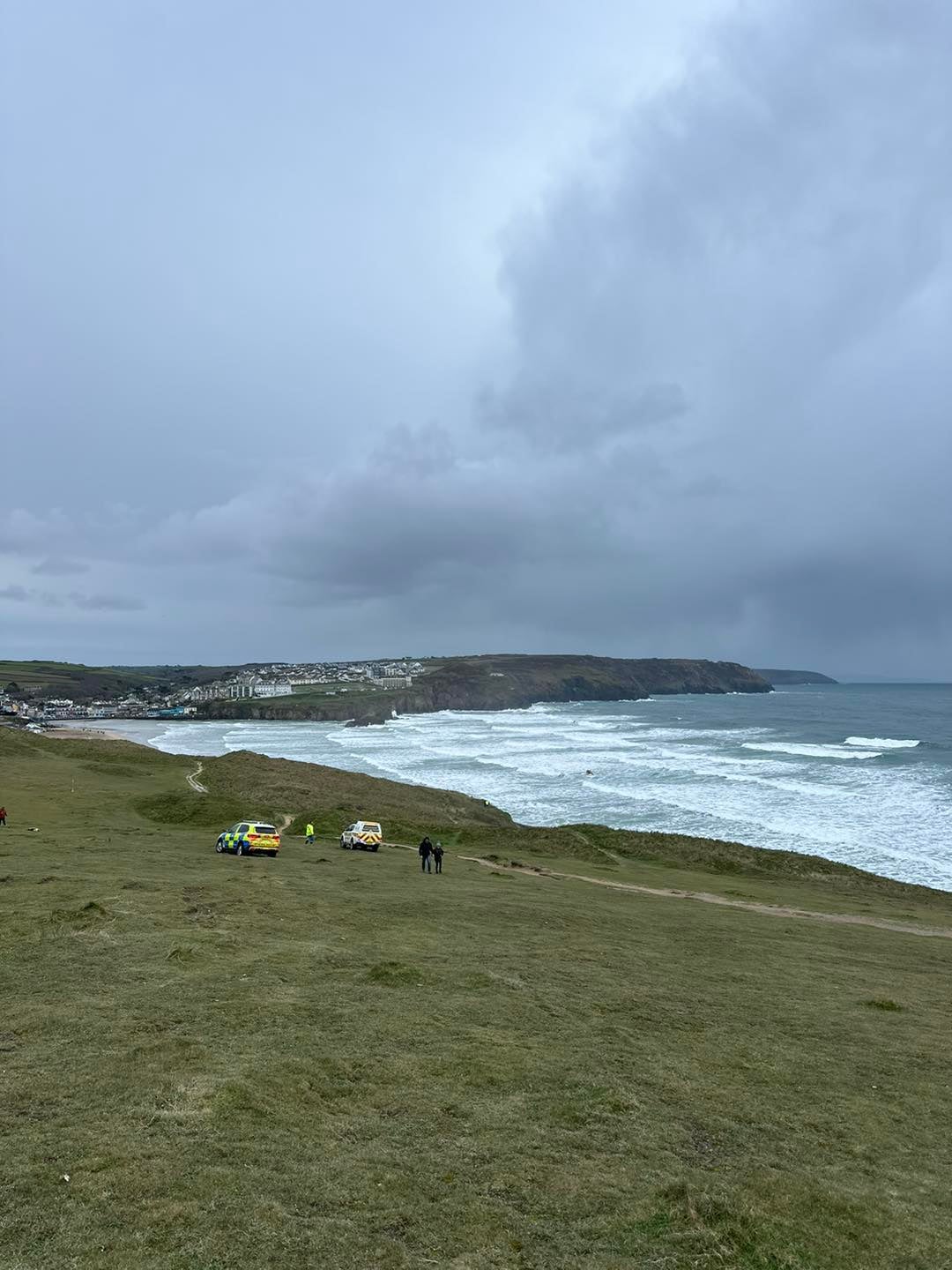 Rescue teams at Perranporth Beach