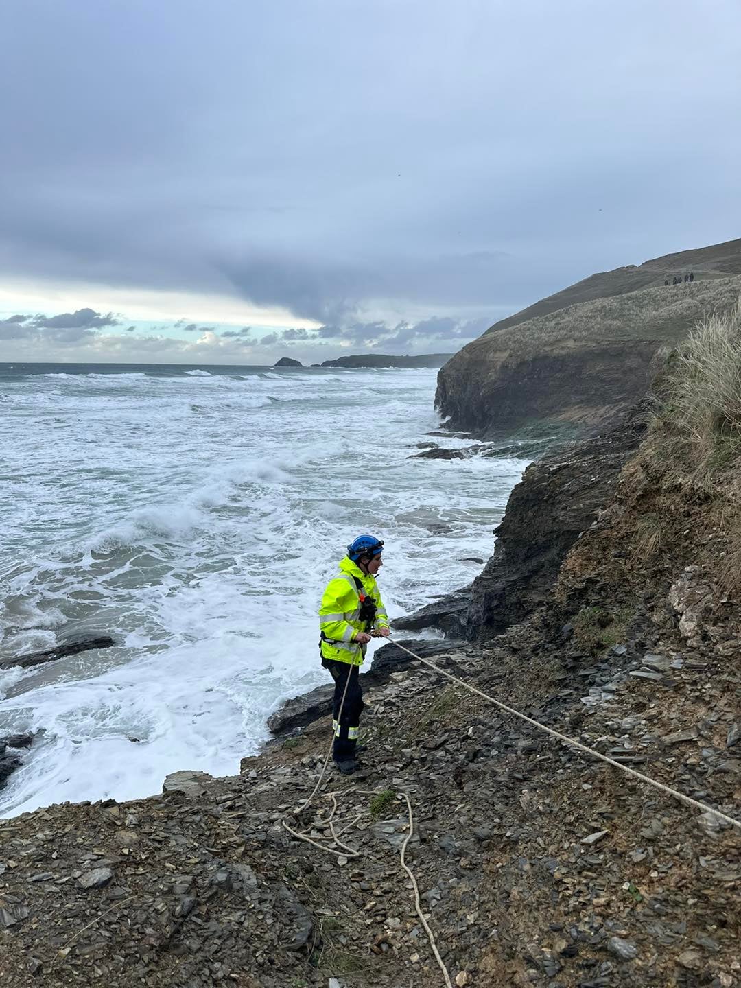 Rescuers saved the man as the tide rose