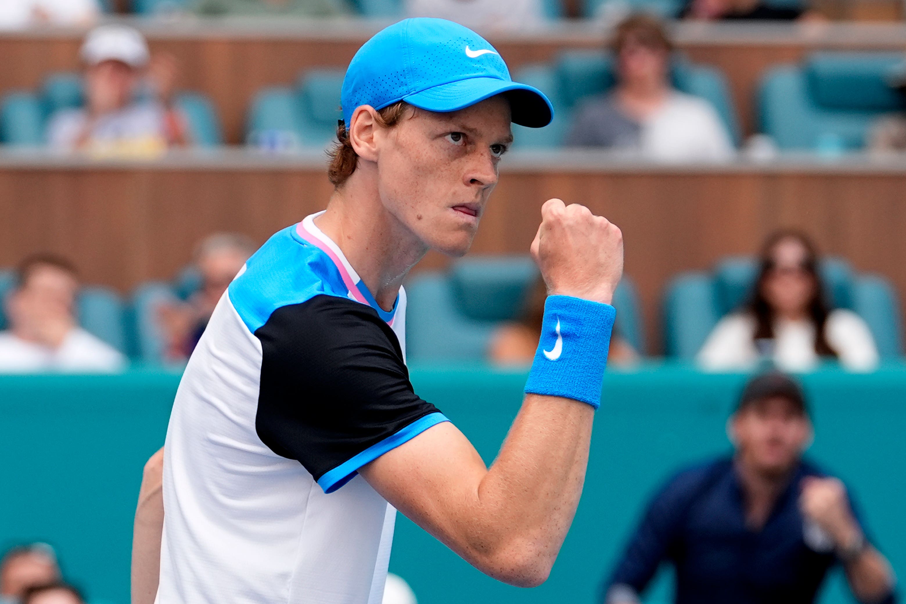 Jannik Sinner, pictured, raced to victory against Daniil Medvedev (Lynne Sladky/AP)