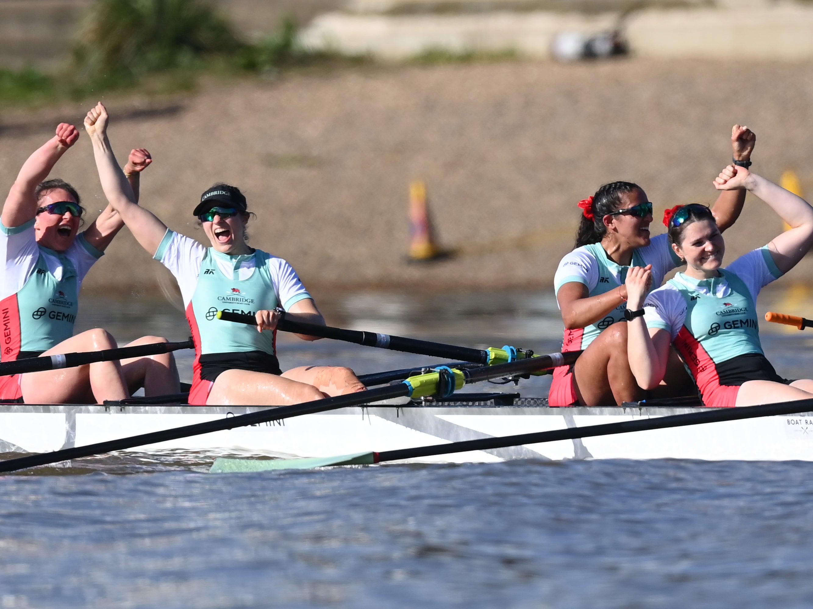 Members of Cambridge University Boat Club celebrate