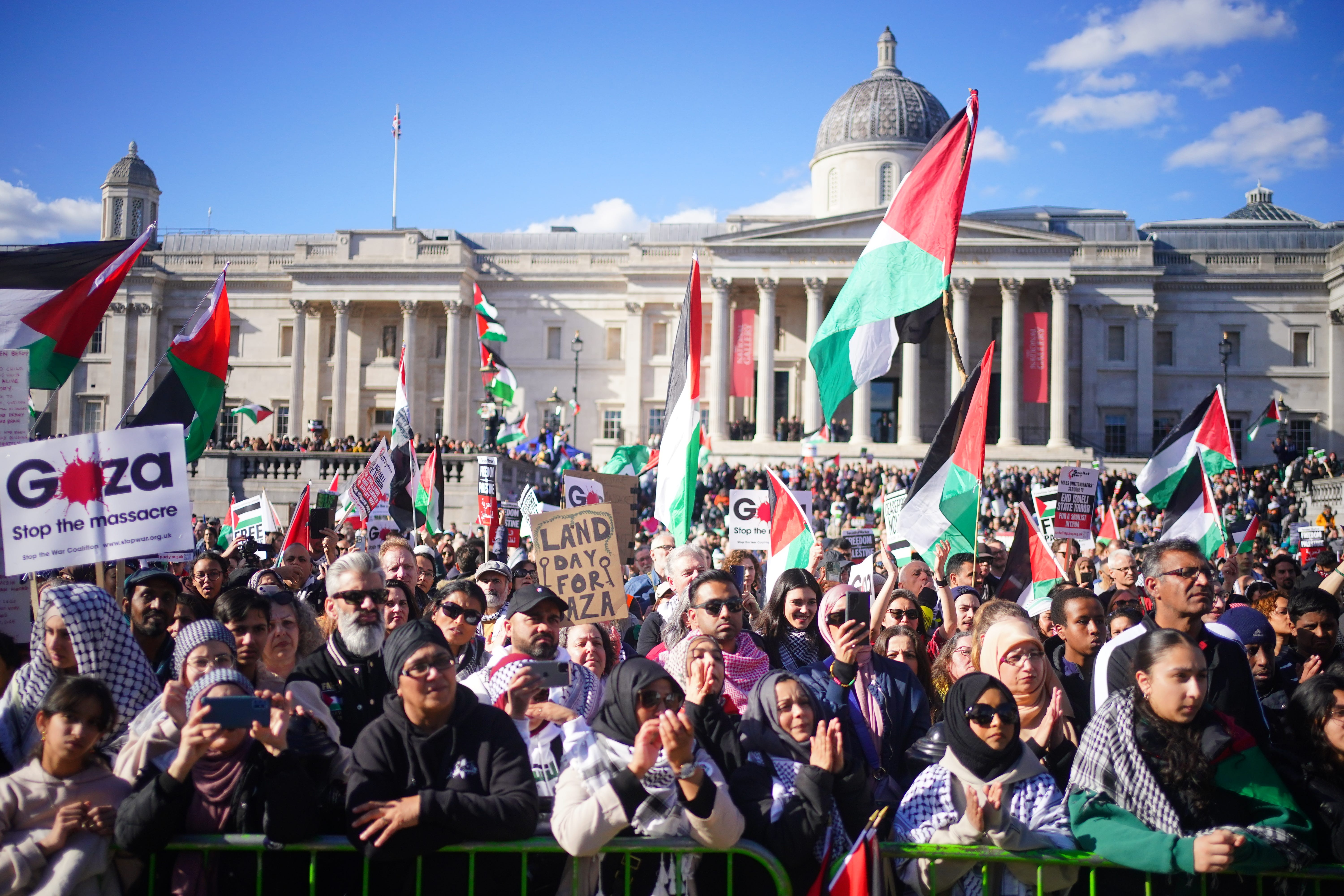 Crowds gathered in Trafalgar Square (Victoria Jones/PA)