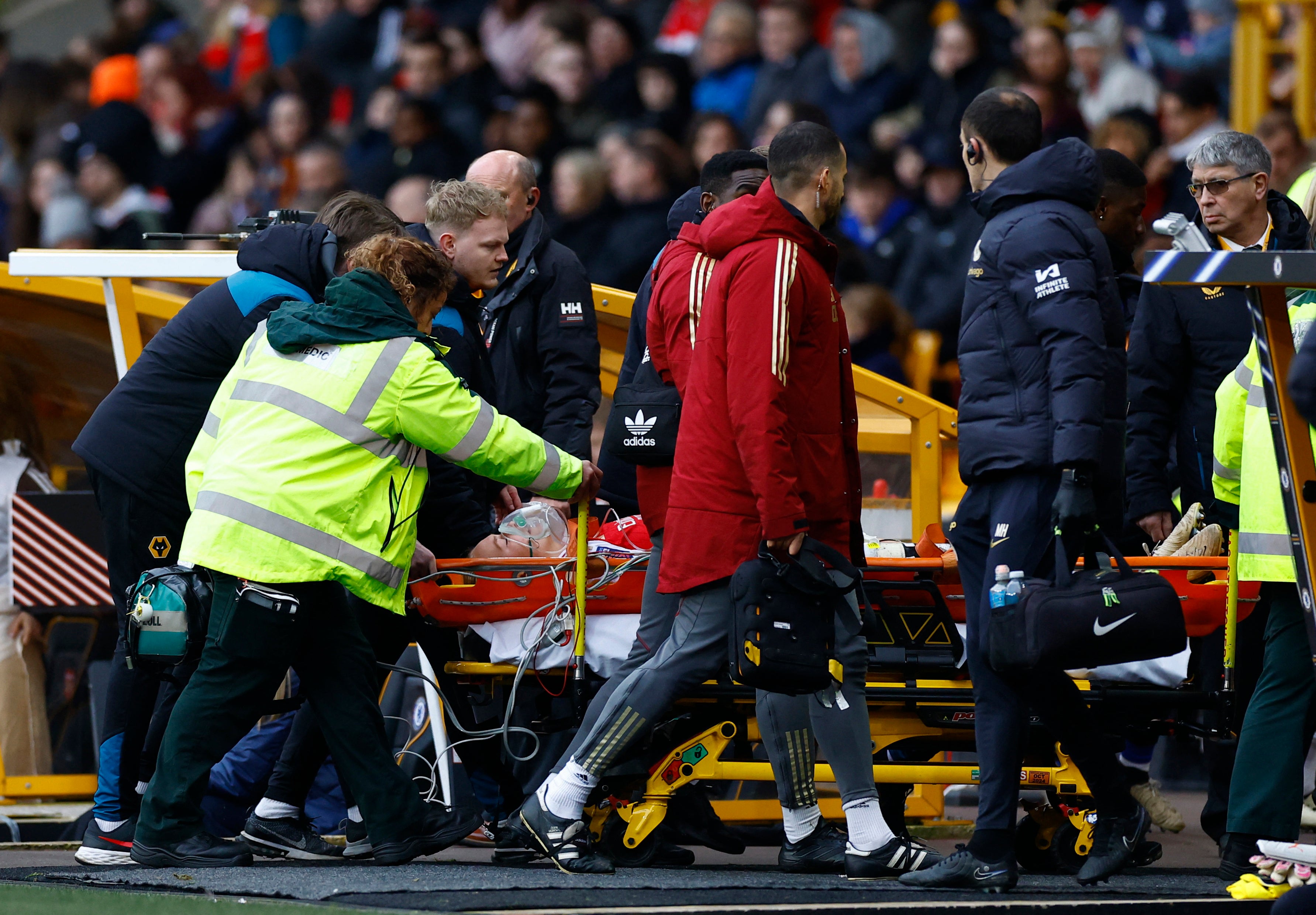 Frida Maanum was carried off the field on a stretcher after collapsing