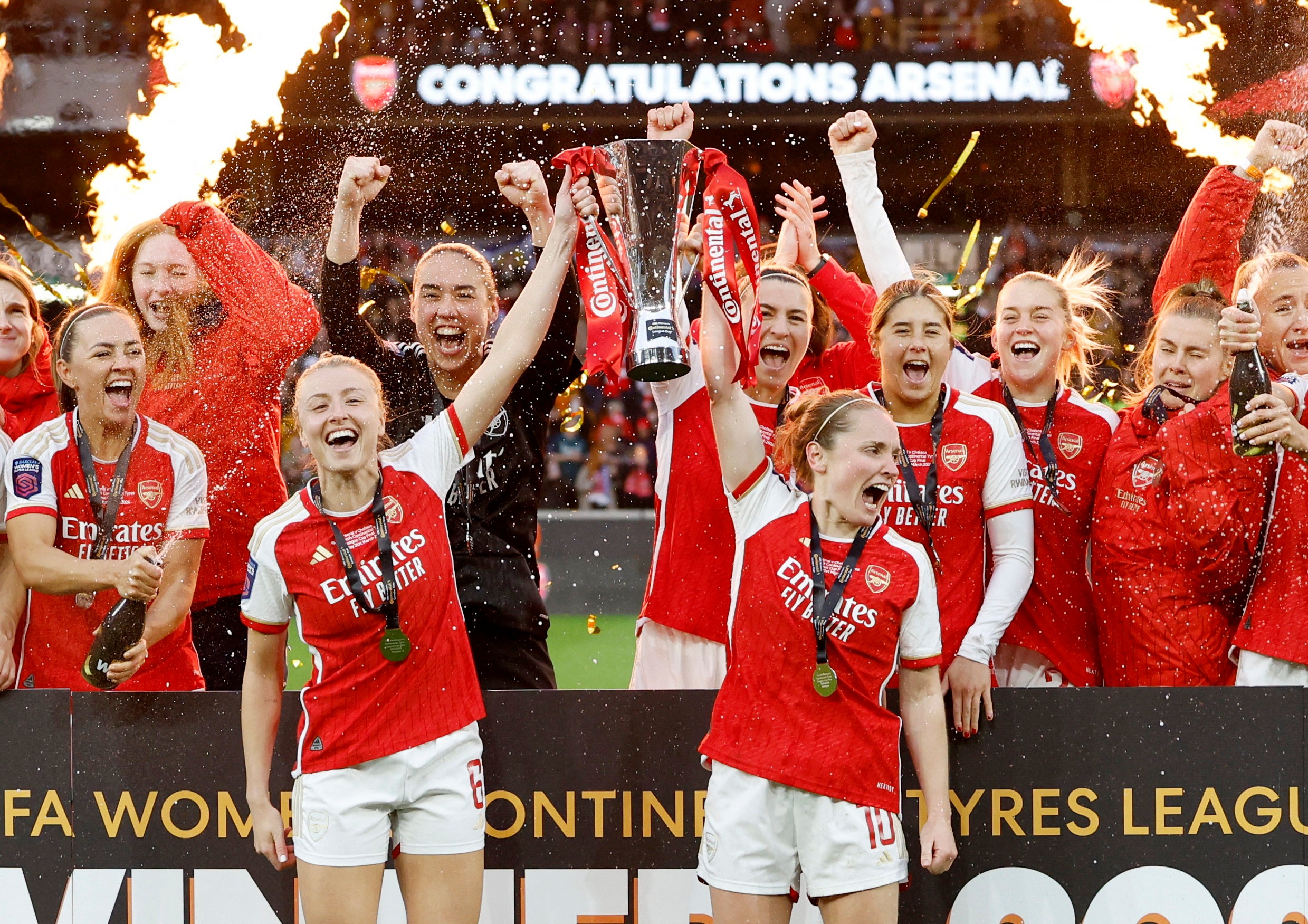 Arsenal won two FA Women’s League Cup trophies under Eidevall