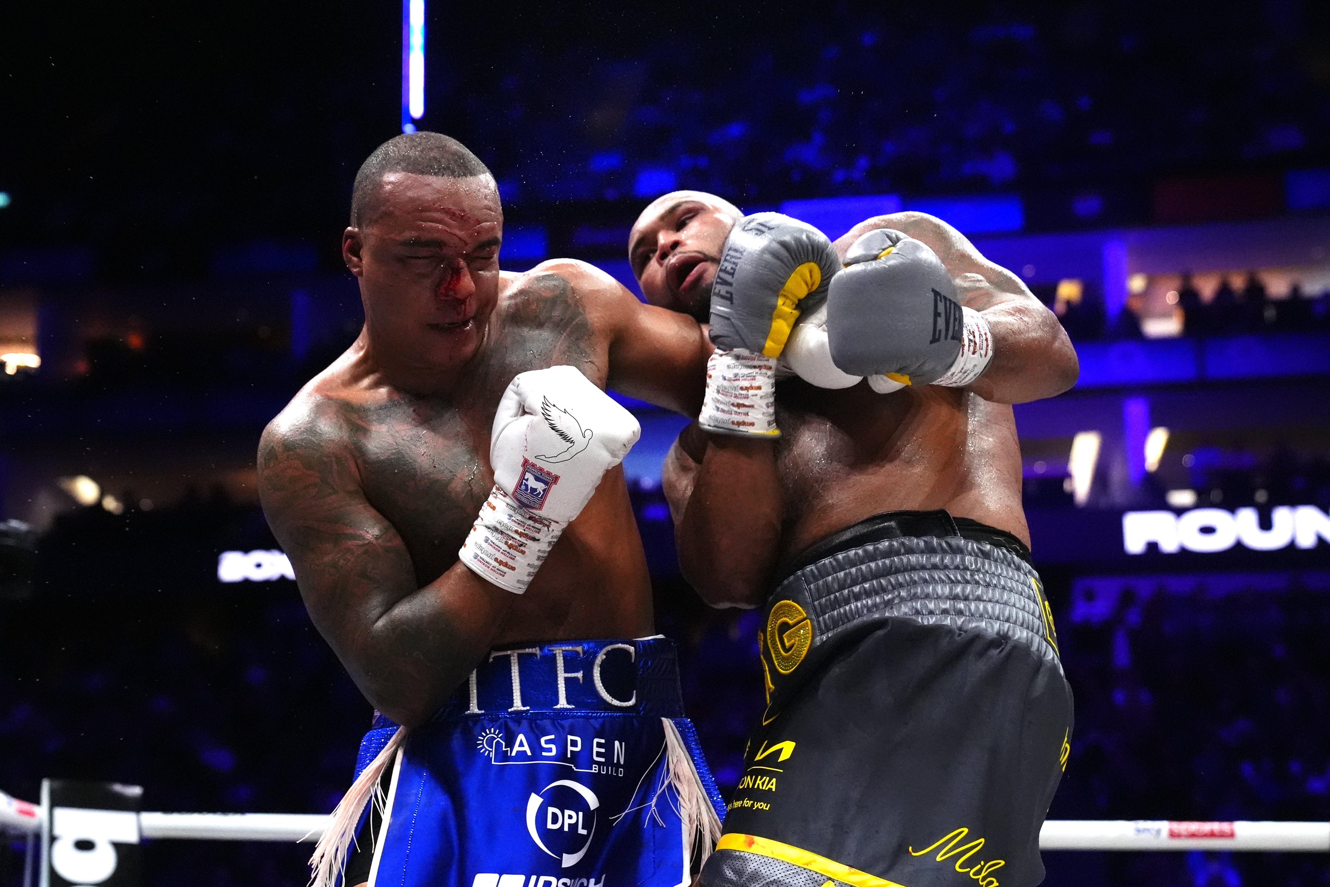 Clarke (right) cut Wardley’s nose early in the first fight