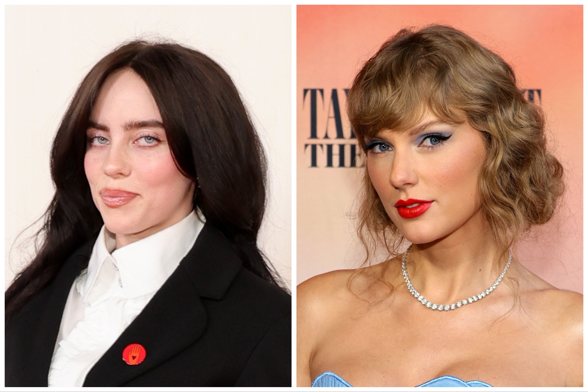 Billie Eilish (left) and Taylor Swift