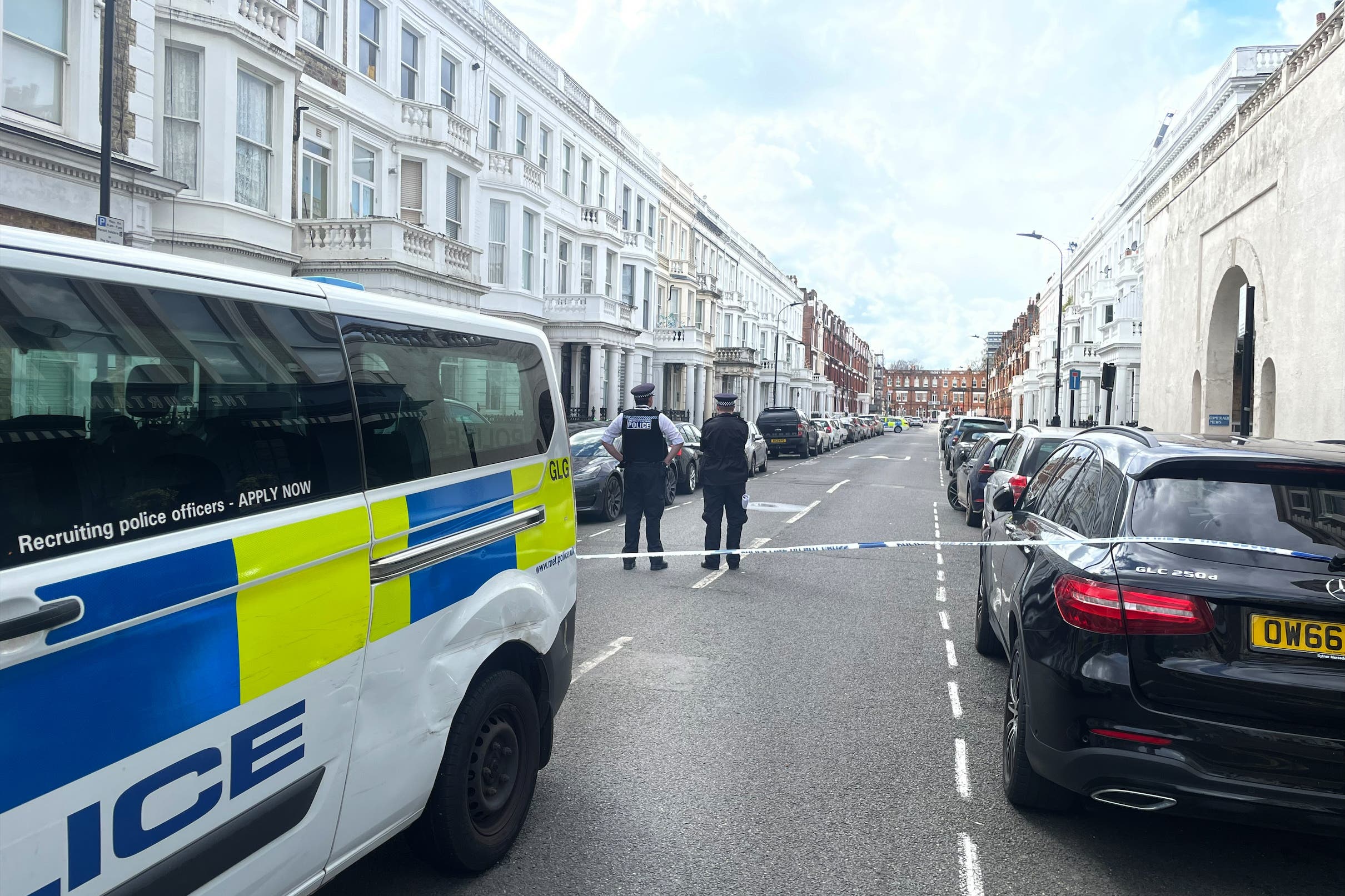 The scene in Comeragh Road, West Kensington, west London, after a man was shot dead on Easter Monday (Samuel Montgomery/PA)