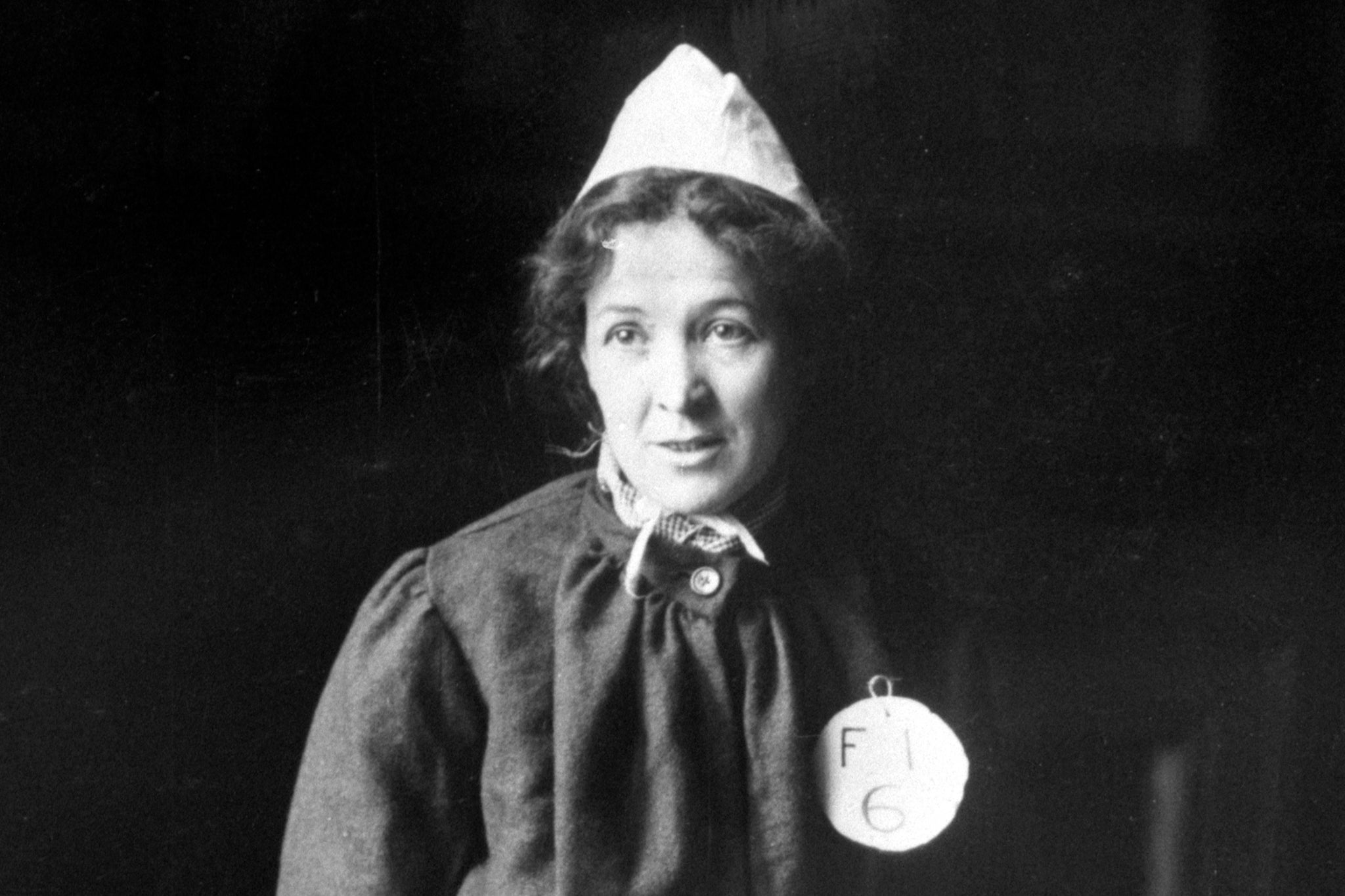 Suffragette Emmeline Pankhurst pictured in prison around 1910 for a conspiracy charge