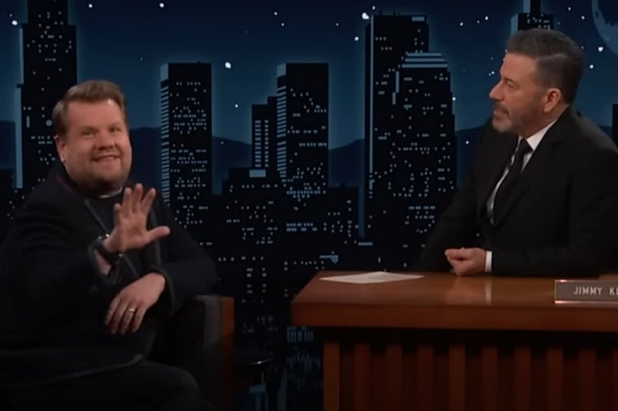 James Corden appearing on Jimmy Kimmel’s late night talk show
