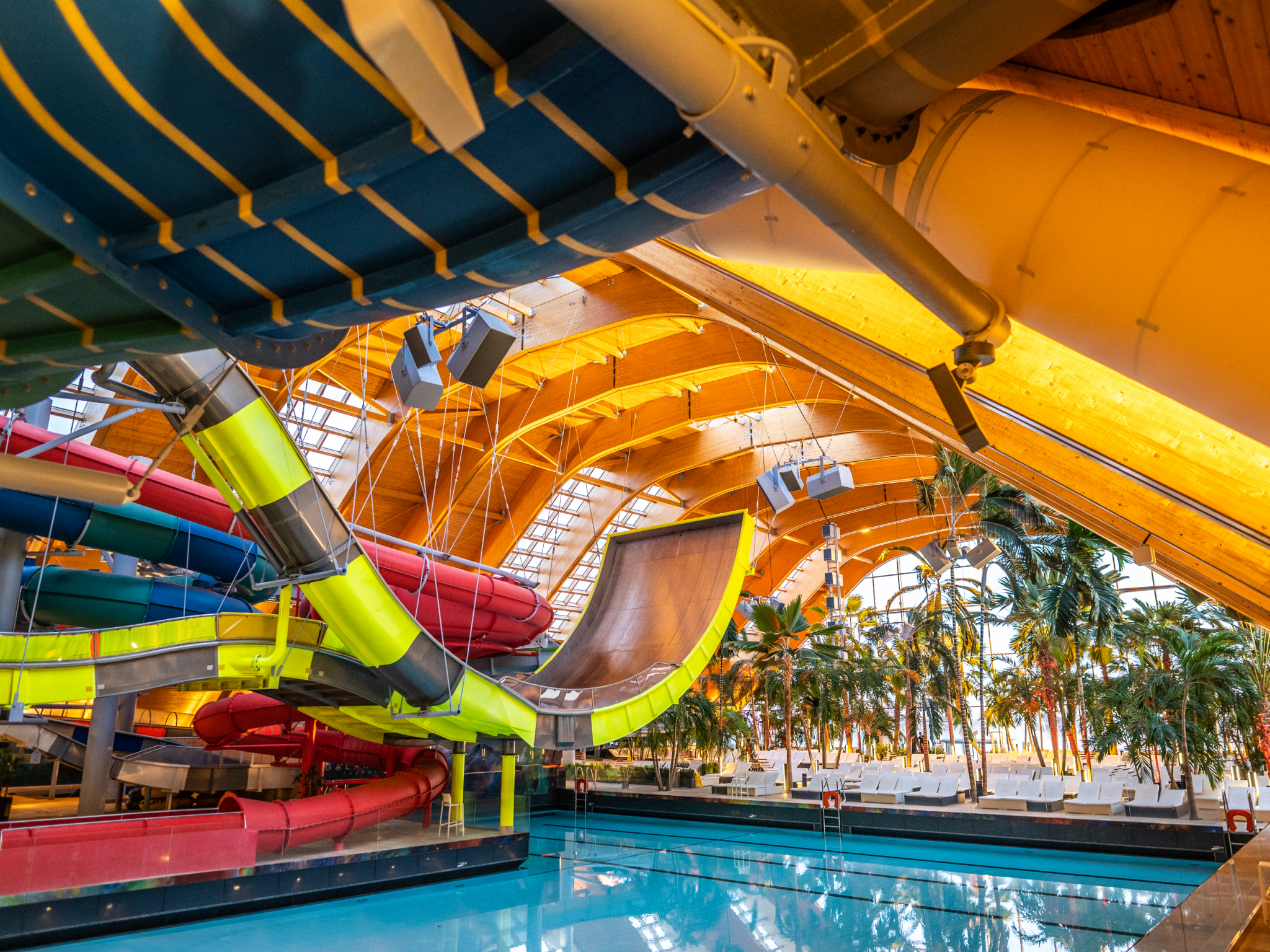 Get an adrenaline rush on one of 16 different water slides