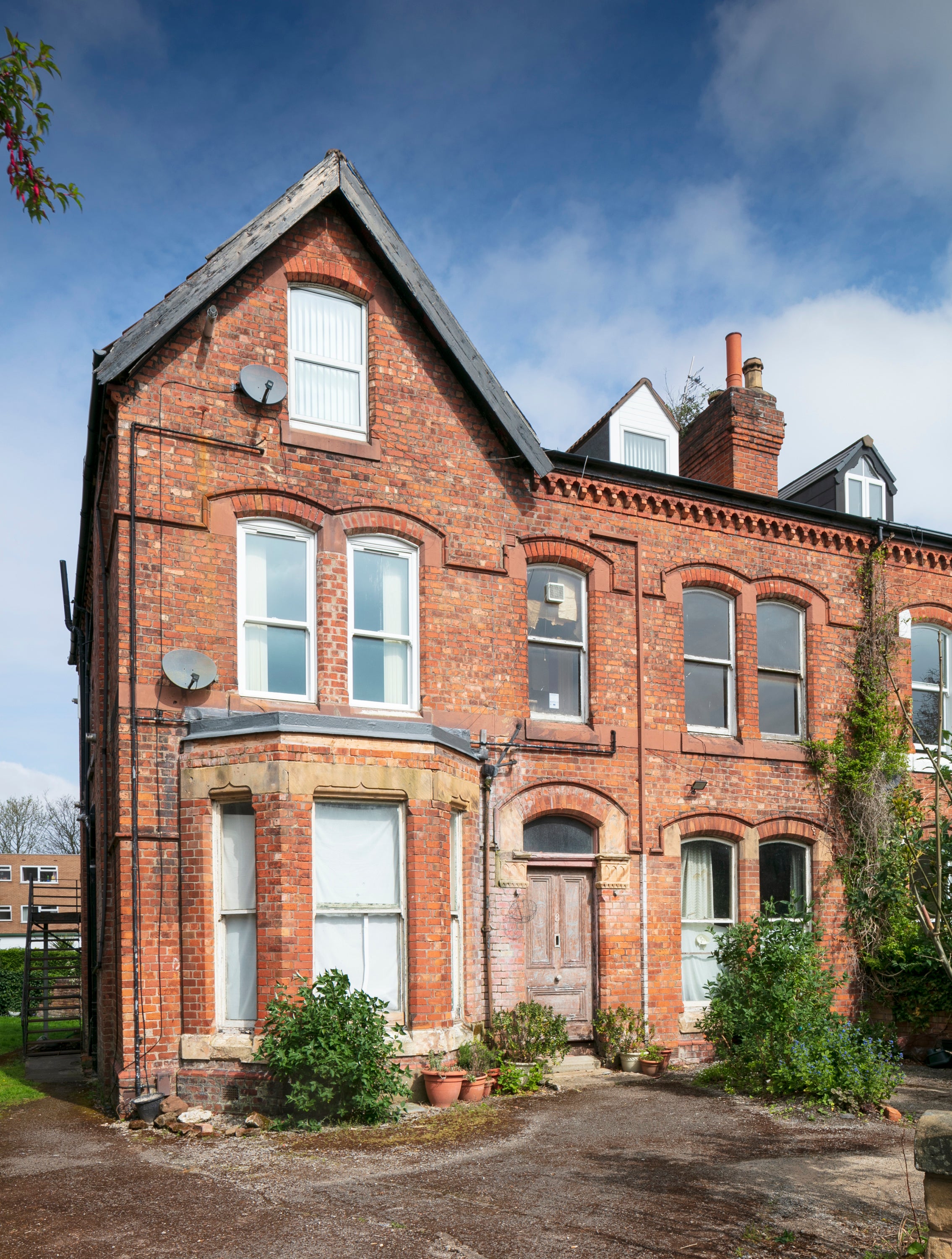 The red-brick exterior of the Grade II listed flat