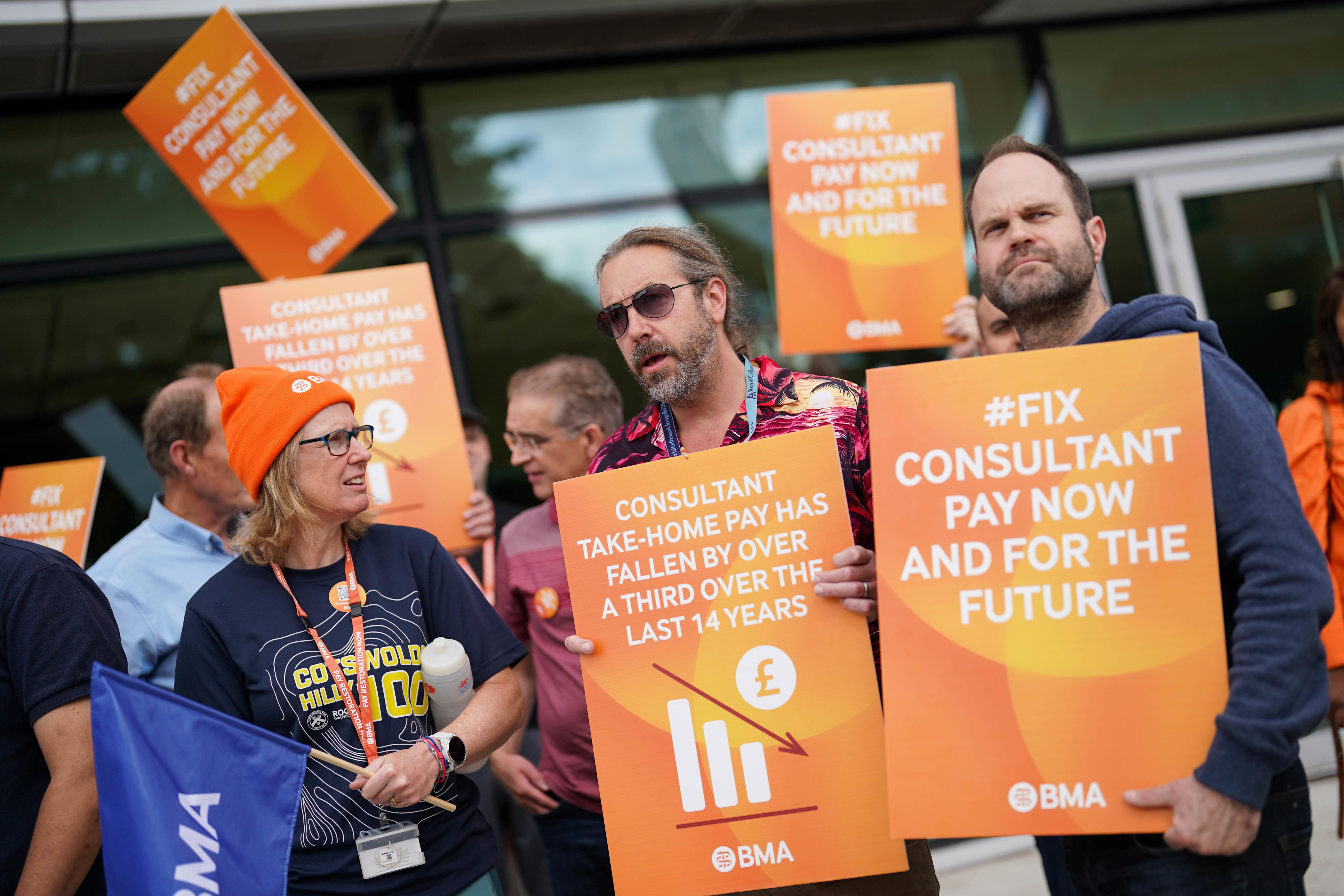 Members of the British Medical Association on the picket line last year (Jacob King/PA)