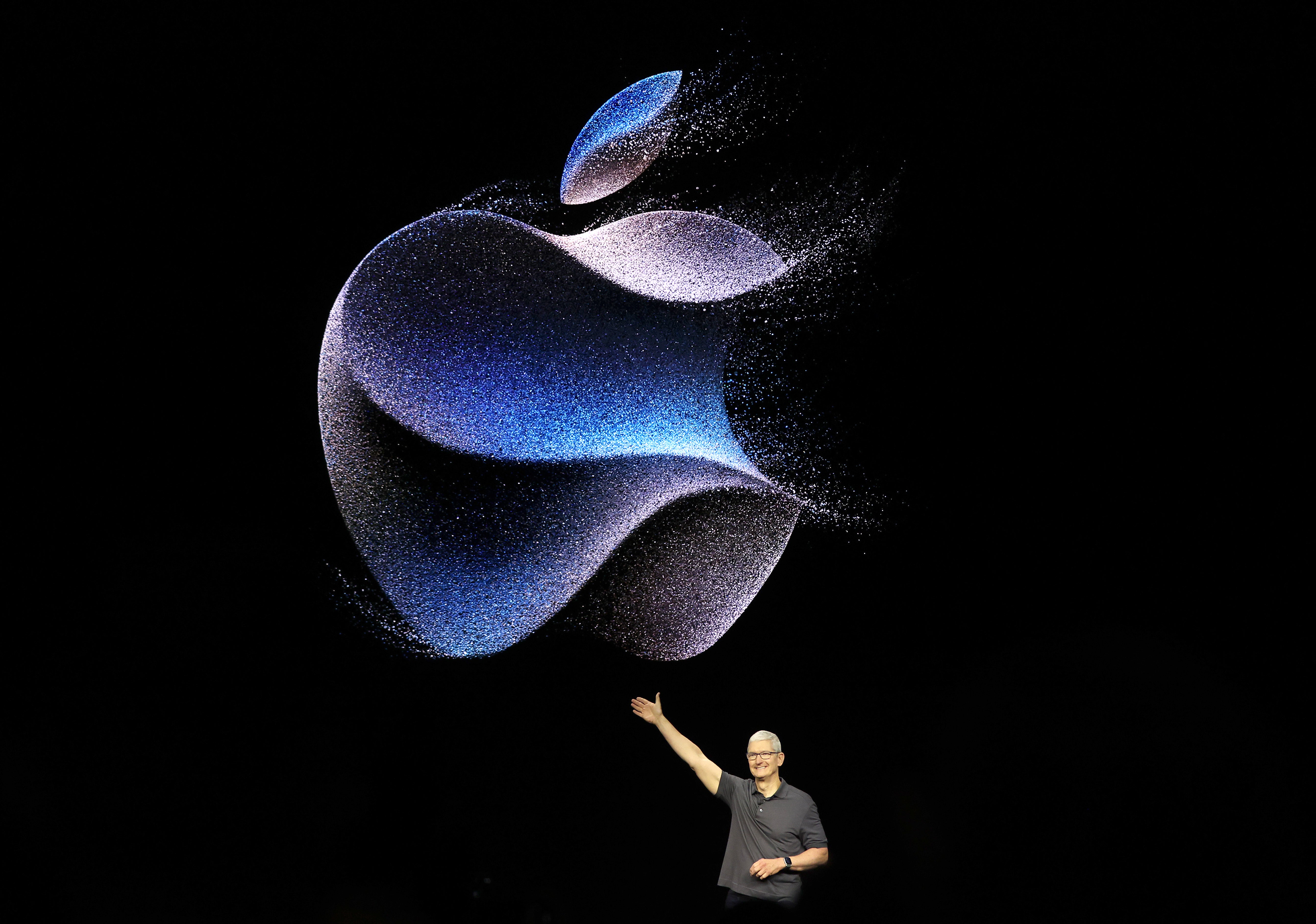 Apple CEO Tim Cook speaking at an event in 2023