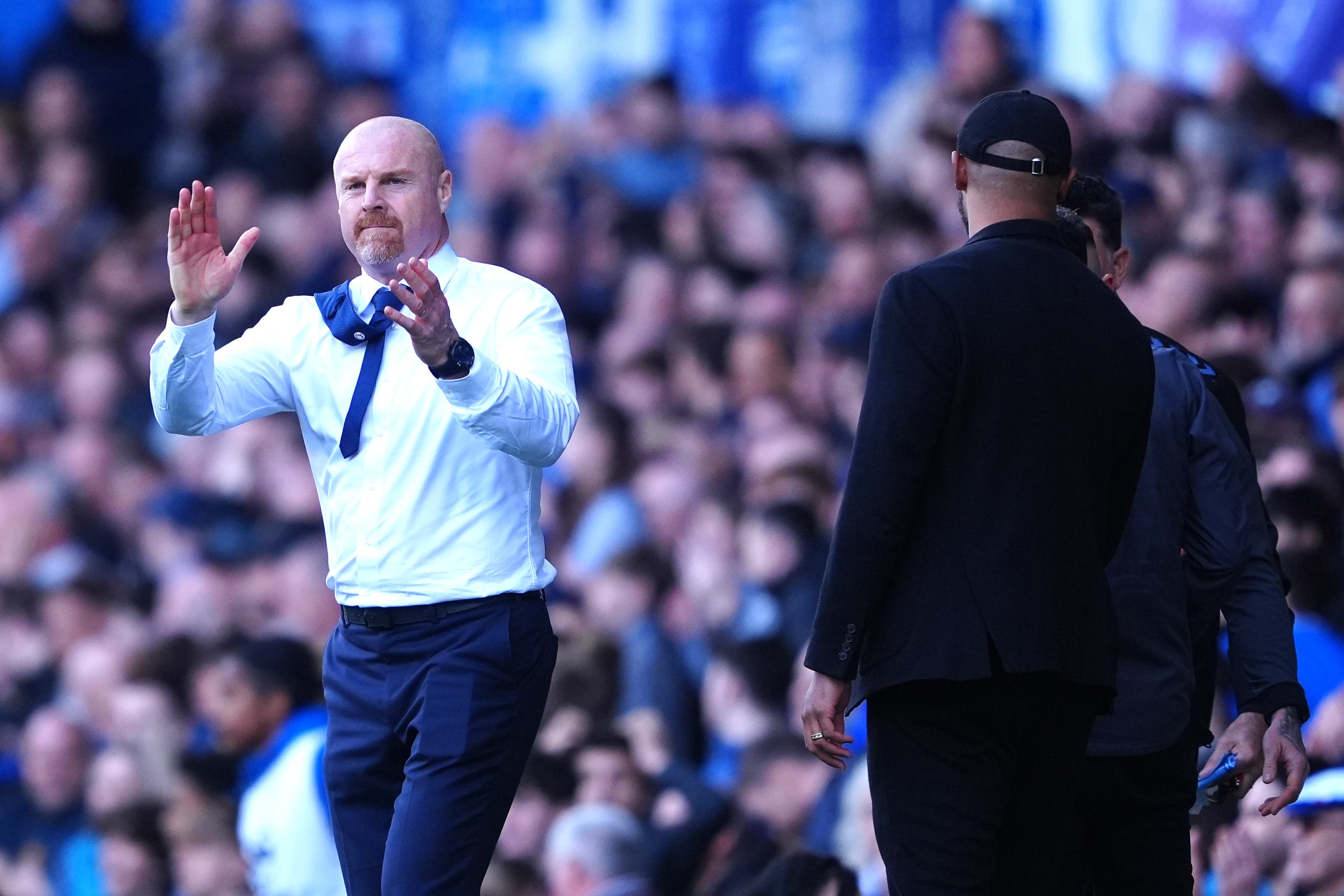 Everton manager Sean Dyche (left) celebrates victory (Peter Byrne/PA)