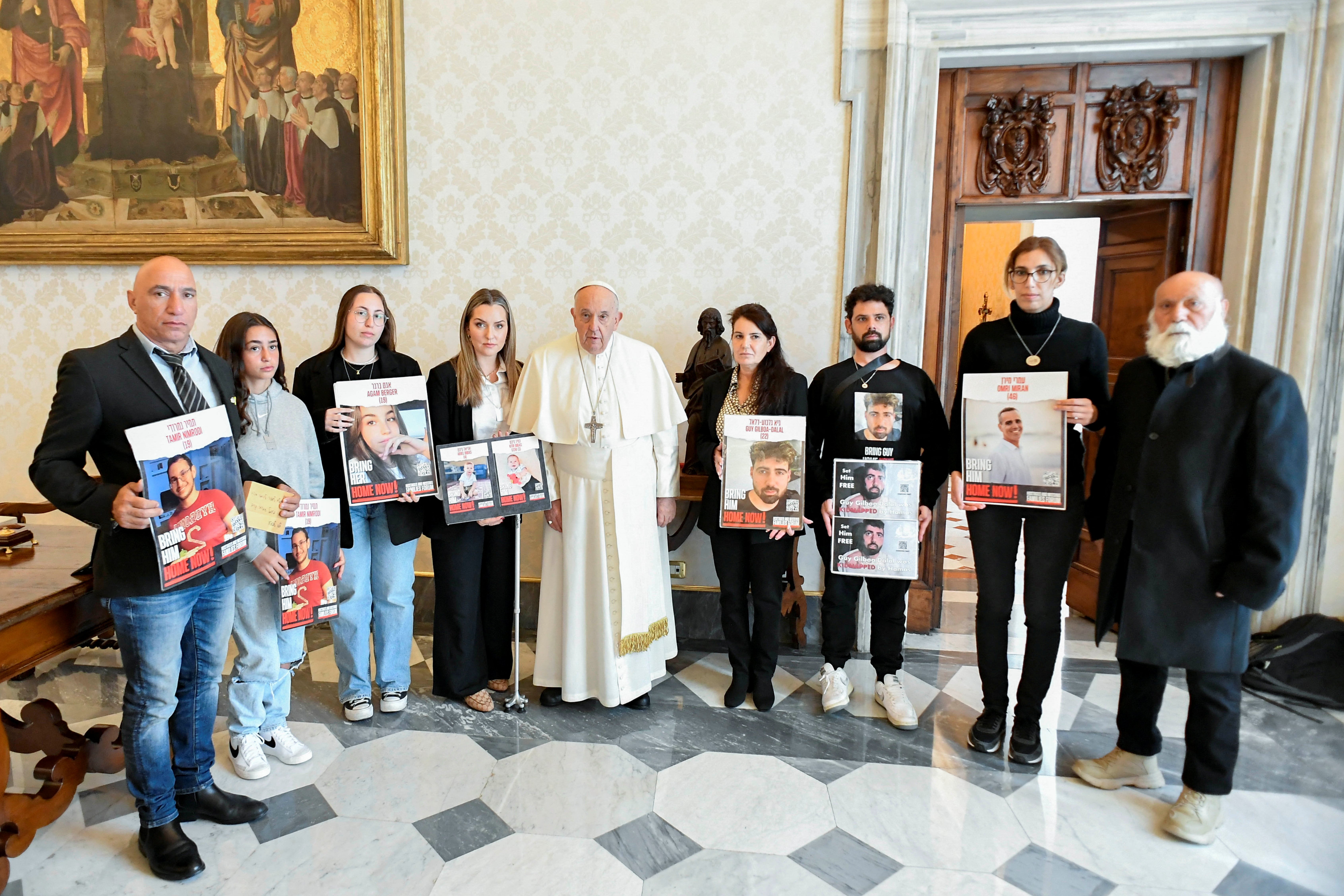 Pope Francis meets families of Israeli hostages held by Hamas, at the Vatican