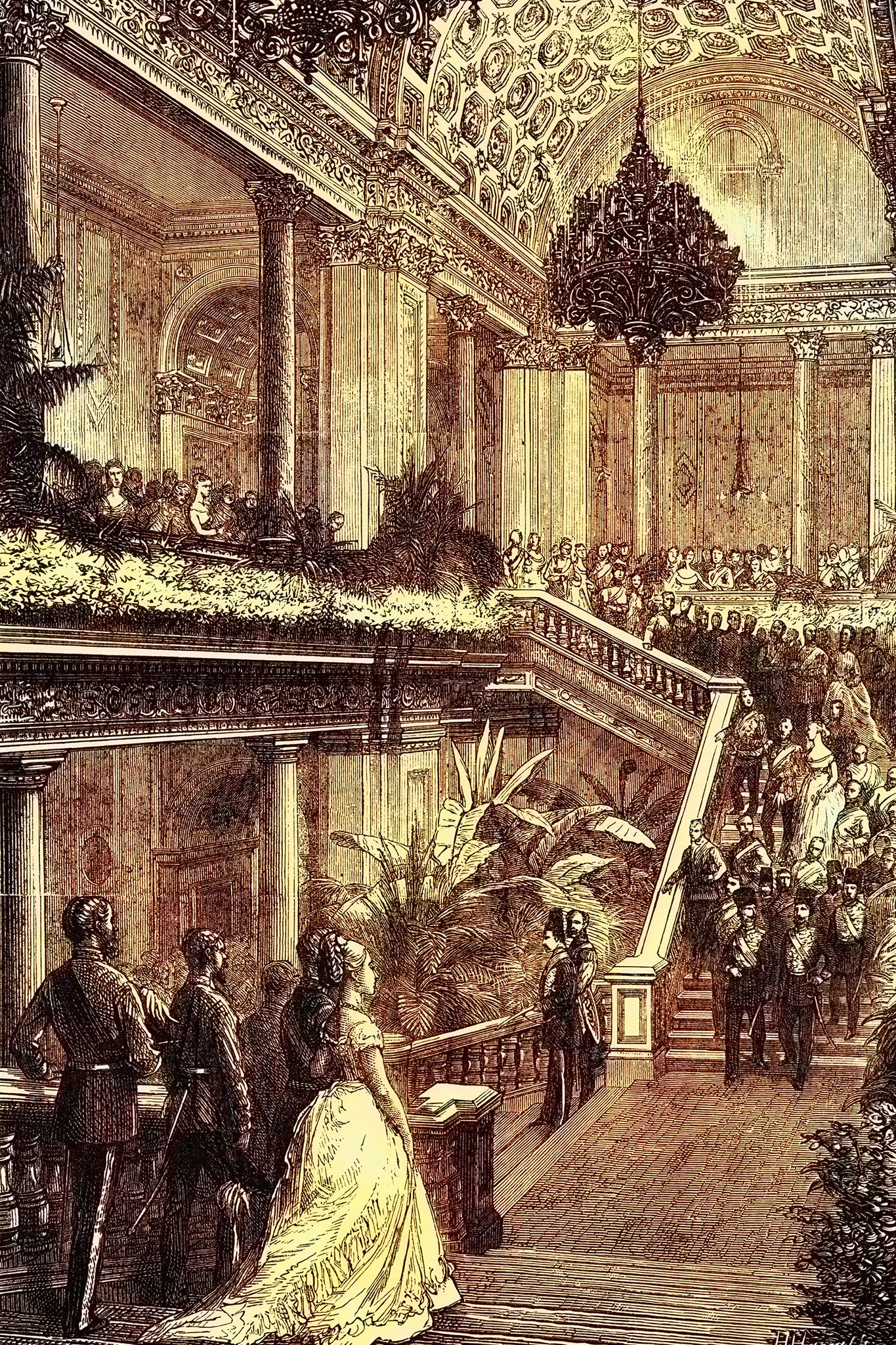 An 1873 engraving depicts ‘The Reception of the Shah’ at the Foreign Office