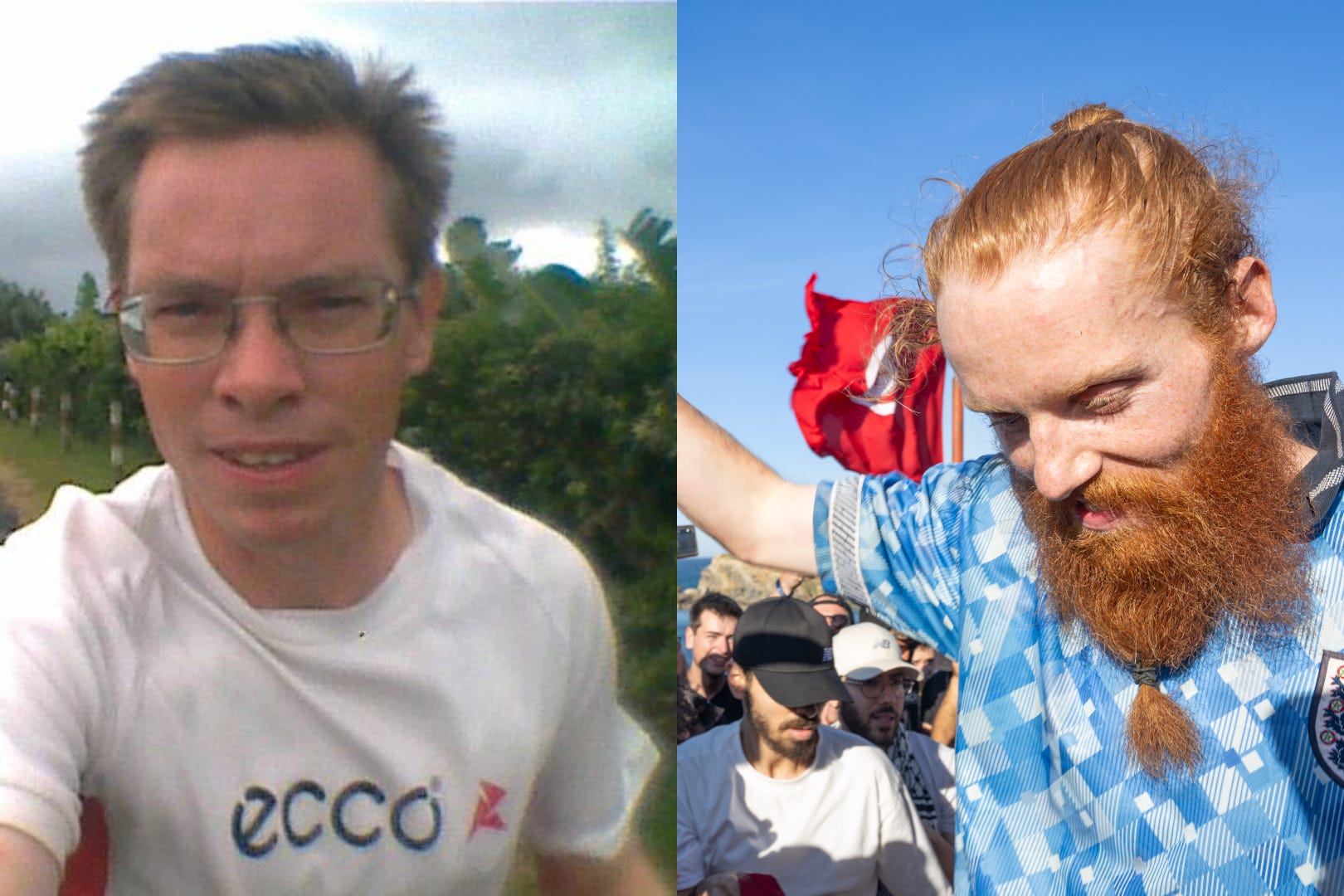 (Left) Jesper Kenn Olsen running the length of Africa and (right) Russ Cook taking on the same challenge (Jesper Kenn Olsen/Russ Cook/PA)