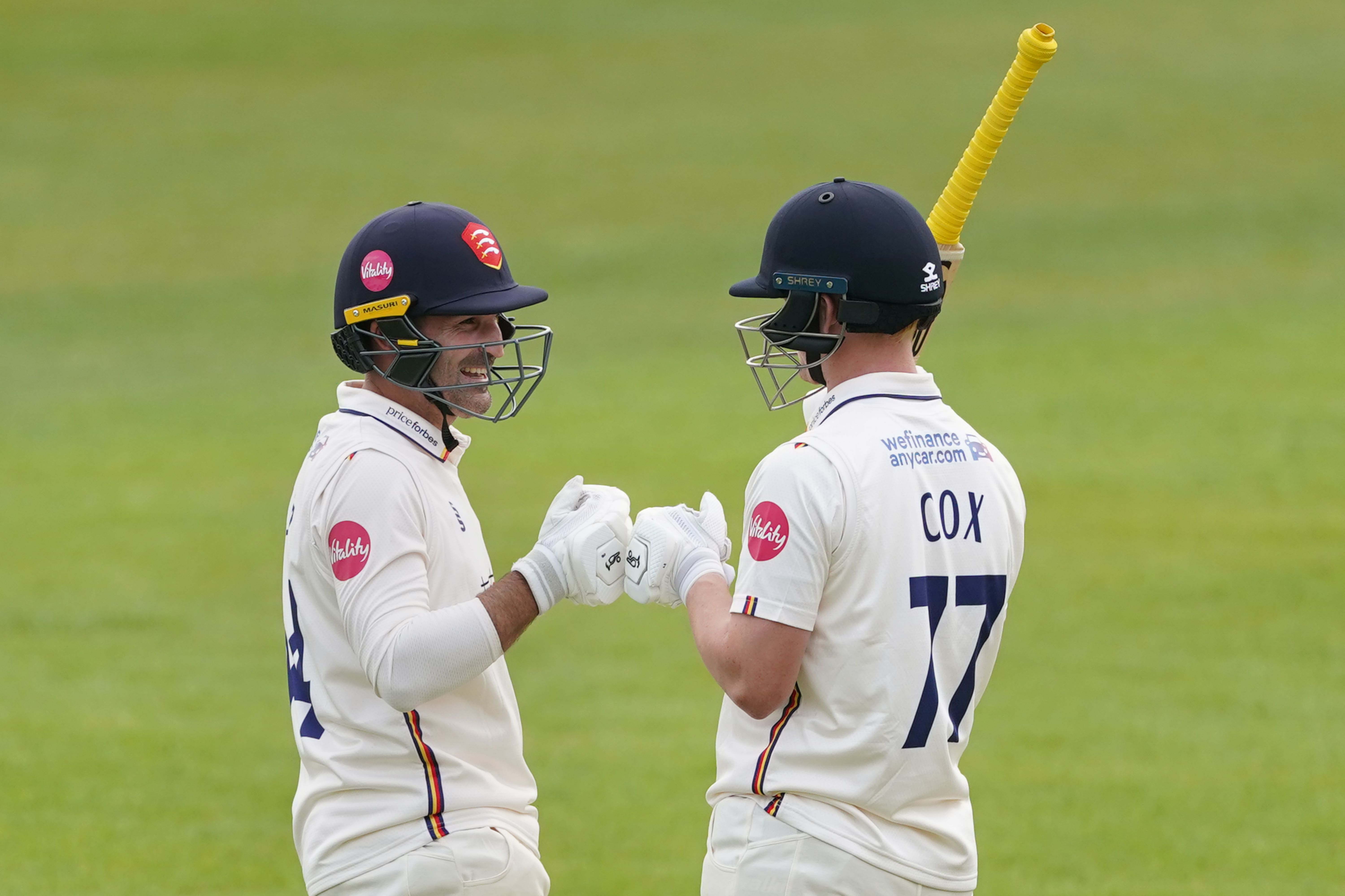 Jordan Cox and Dean Elgar, left, helped Essex to victory (Joe Giddens/PA)