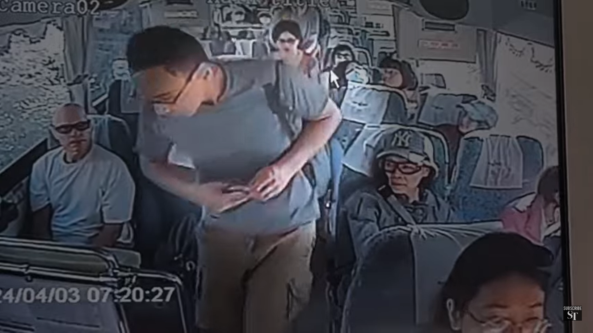 CCTV footage from inside a bus shows the last time missing Singaporean-Australian were seen before earthquake in Taiwan