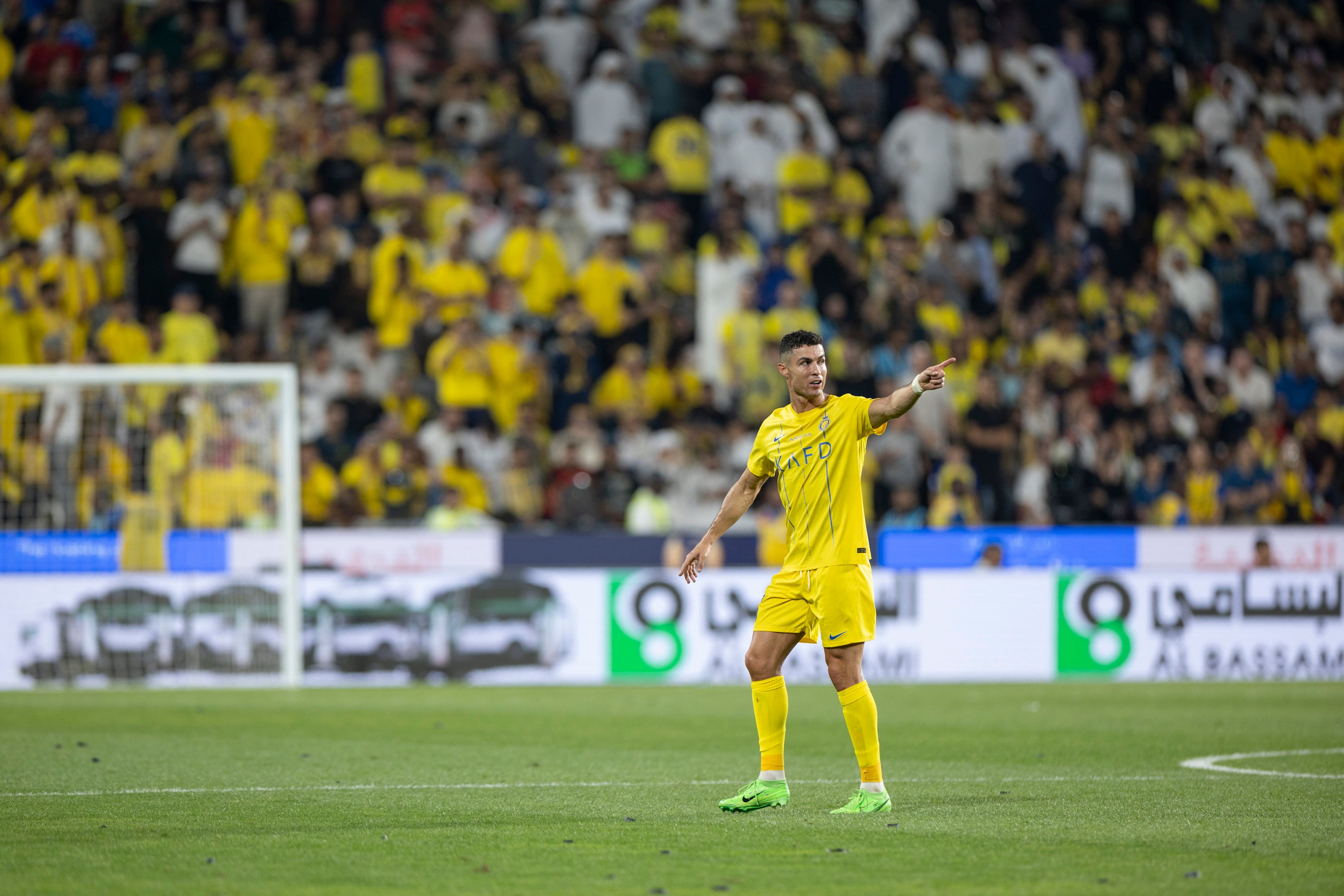 Cristiano Ronaldo was shown a red card for raising his fist at a referee